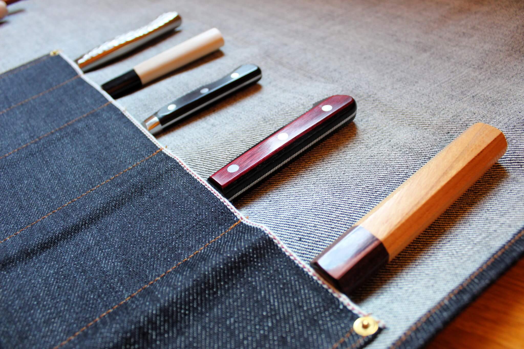 Kaneshige Hamono Handmade Denim and Leather Knife Roll - Image 6