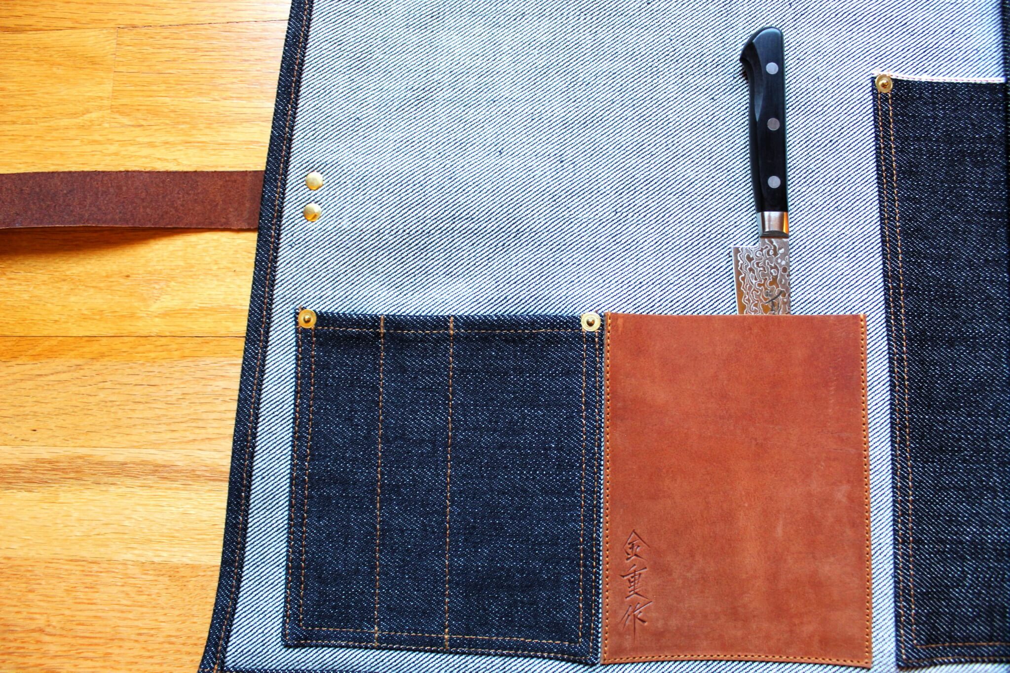 Kaneshige Hamono Handmade Denim and Leather Knife Roll - Image 9