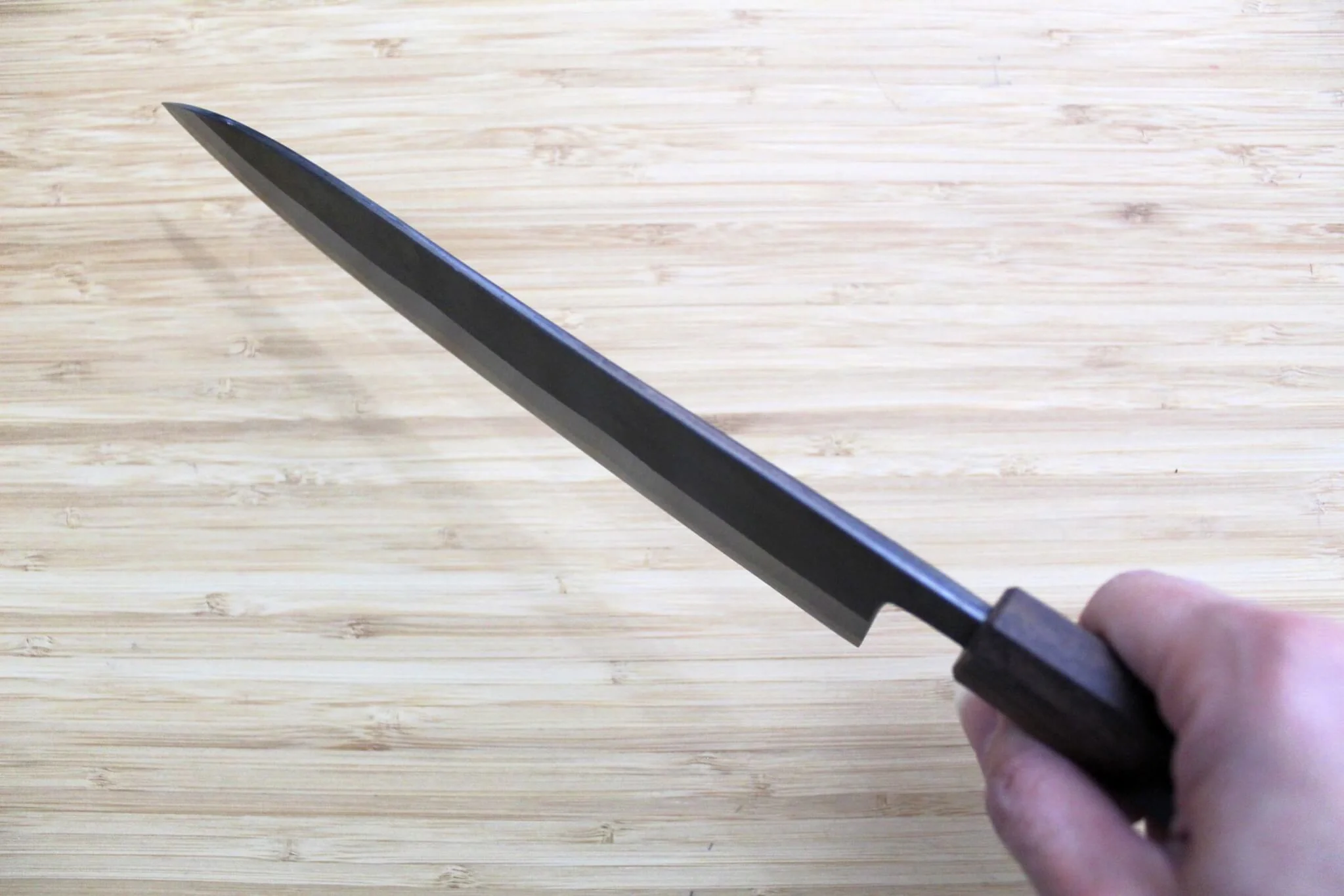 Kaneshige Hamono Kurouchi Aoniko Gyuto Knife 210 mm (8.2") Khii Ebony Handle - Image 10