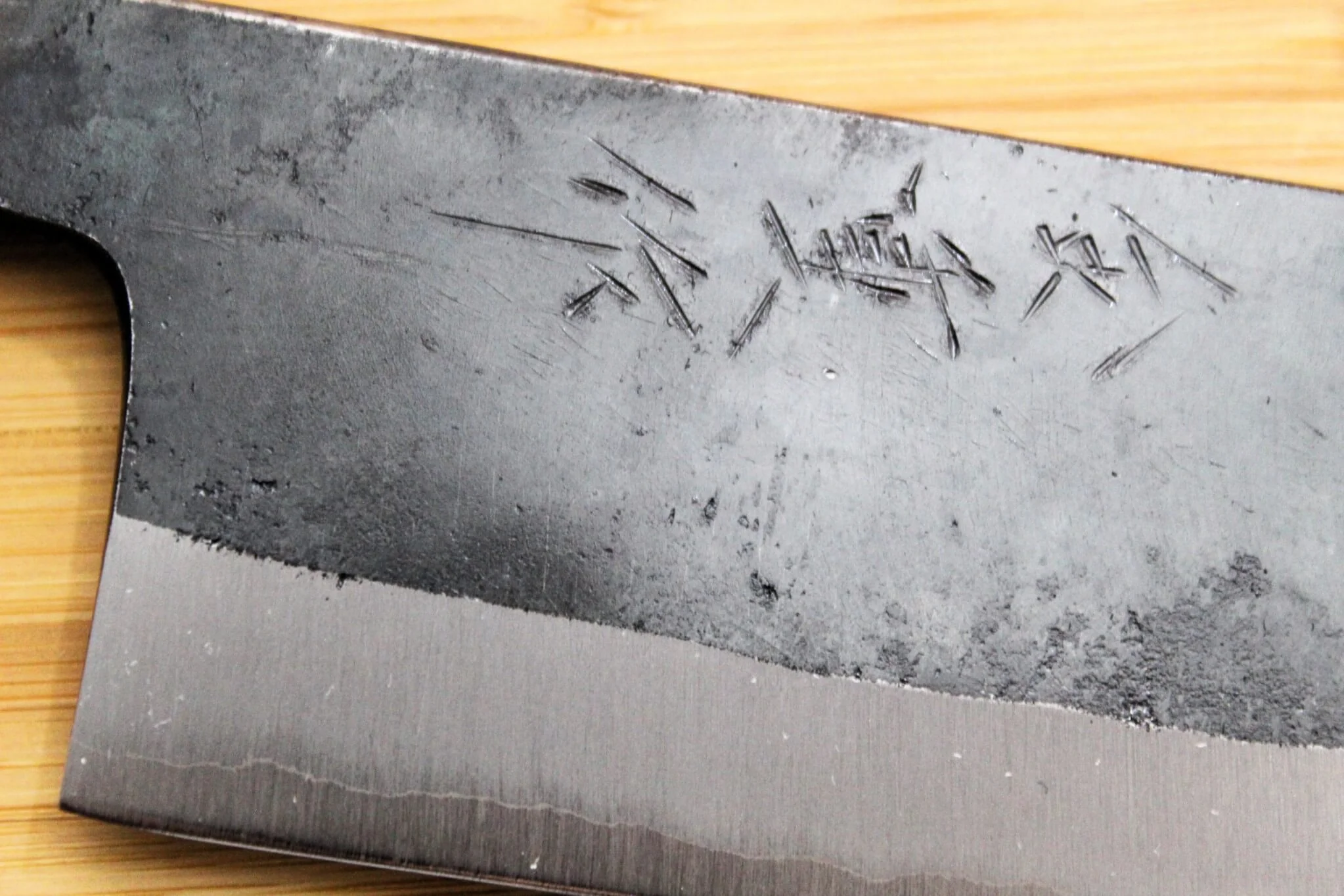 Kaneshige Hamono Kurouchi Aoniko Gyuto Knife 210 mm (8.2") Khii Ebony Handle - Image 3
