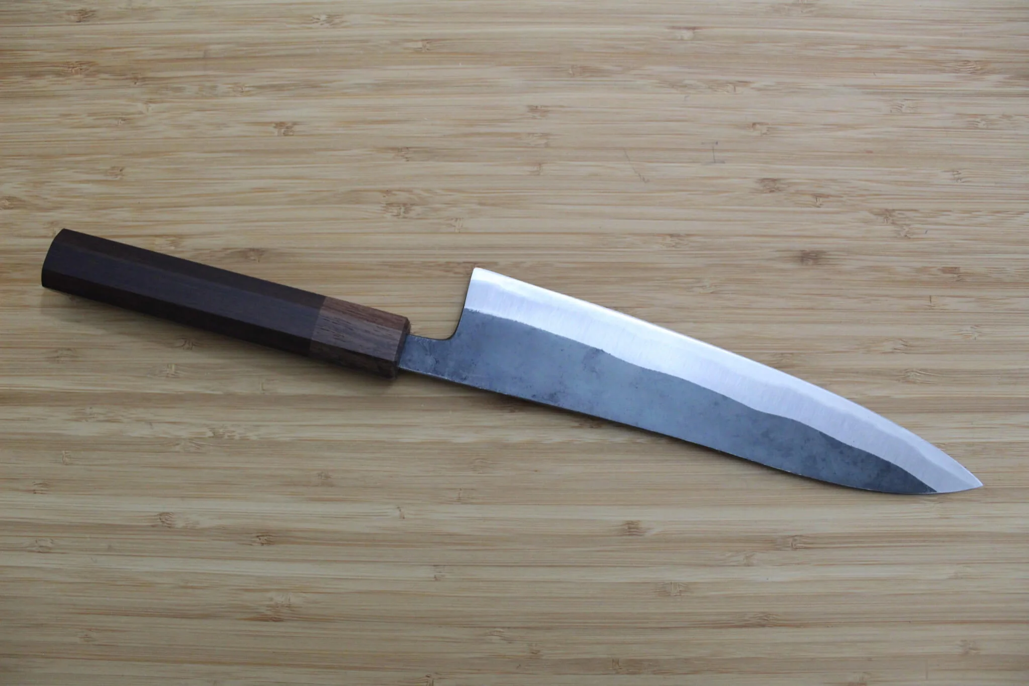 Kaneshige Hamono Kurouchi Aoniko Gyuto Knife 210 mm (8.2") Khii Ebony Handle - Image 5