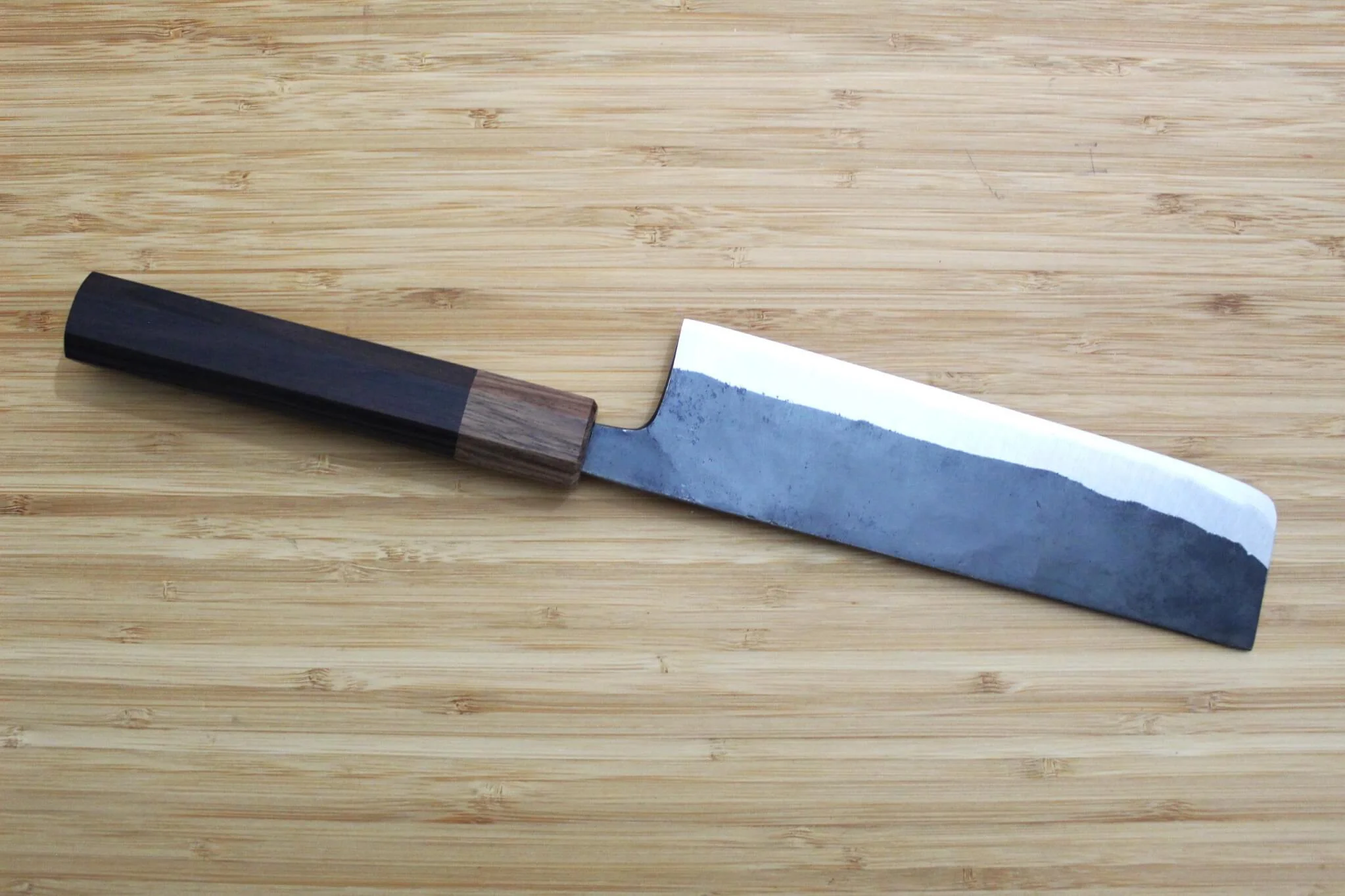 Kaneshige Hamono Kurouchi Aoniko Nakiri Knife 170 mm / 6.7" Khii Ebony Handle - Image 5