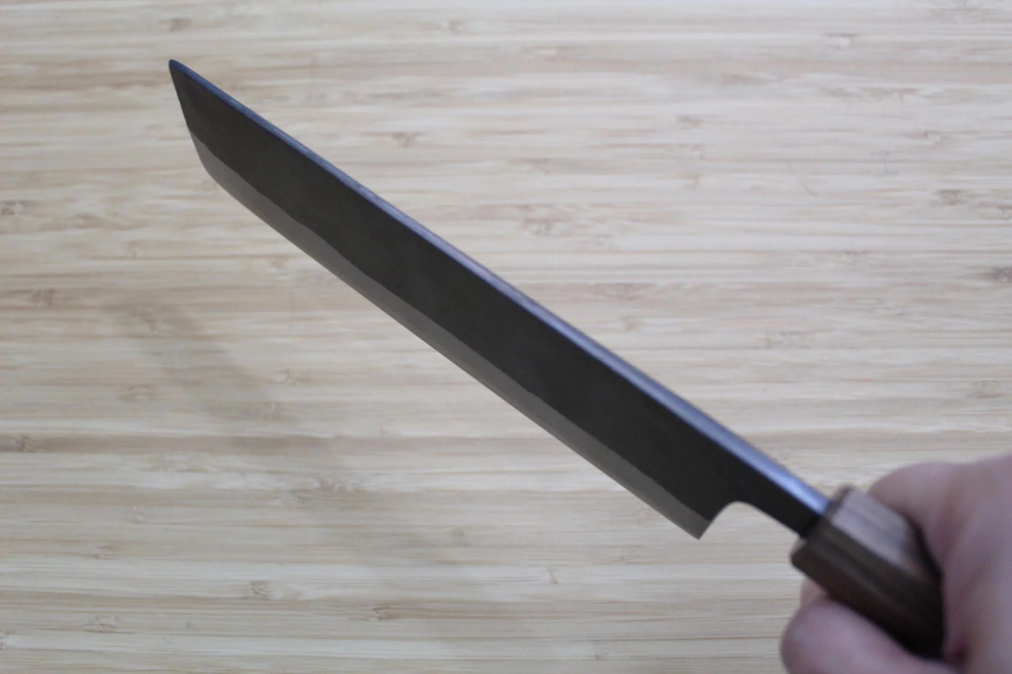 Kaneshige Hamono Kurouchi Aoniko Nakiri Knife 170 mm / 6.7" Khii Ebony Handle - Image 9