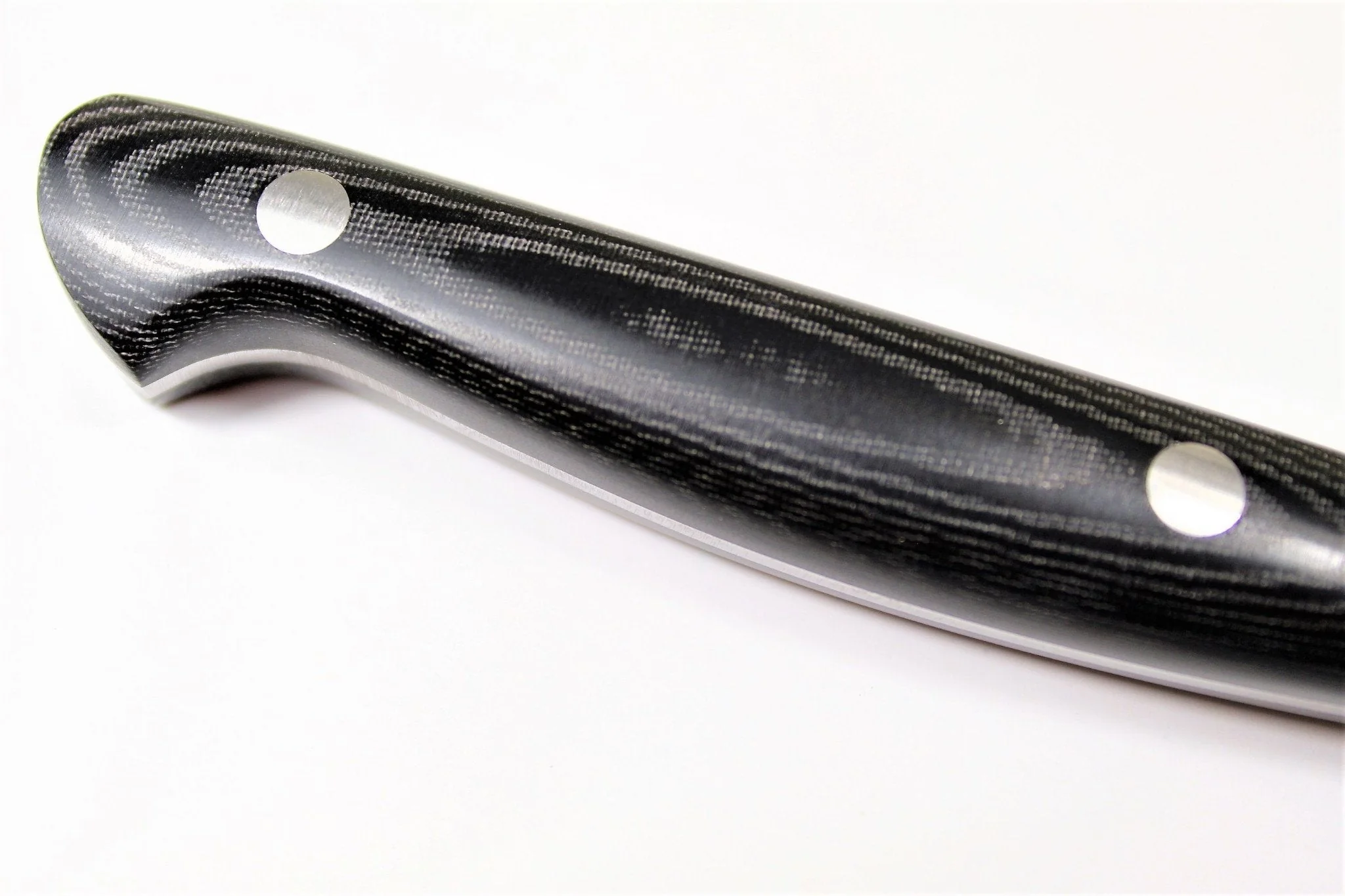 Sakai Takayuki Coreless VG10 & VG2 Damascus 190mm Kengata Gyuto - Black Canvas Micarta - Image 3