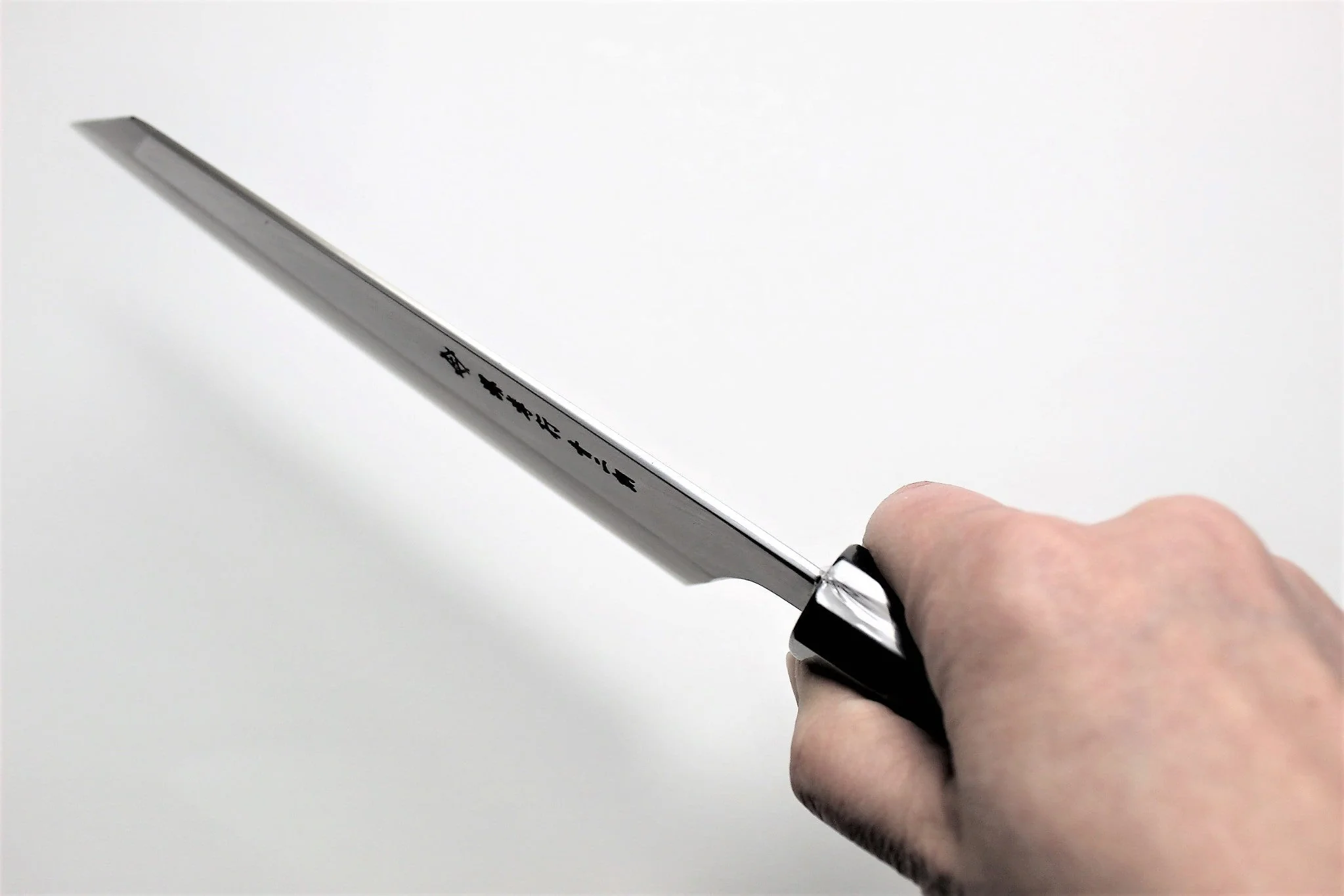 Sakai Takayuki Kengata Santoku Homura SP with Saya 225mm (8.8") - Aoniko (Blue Steel #2) - Image 11