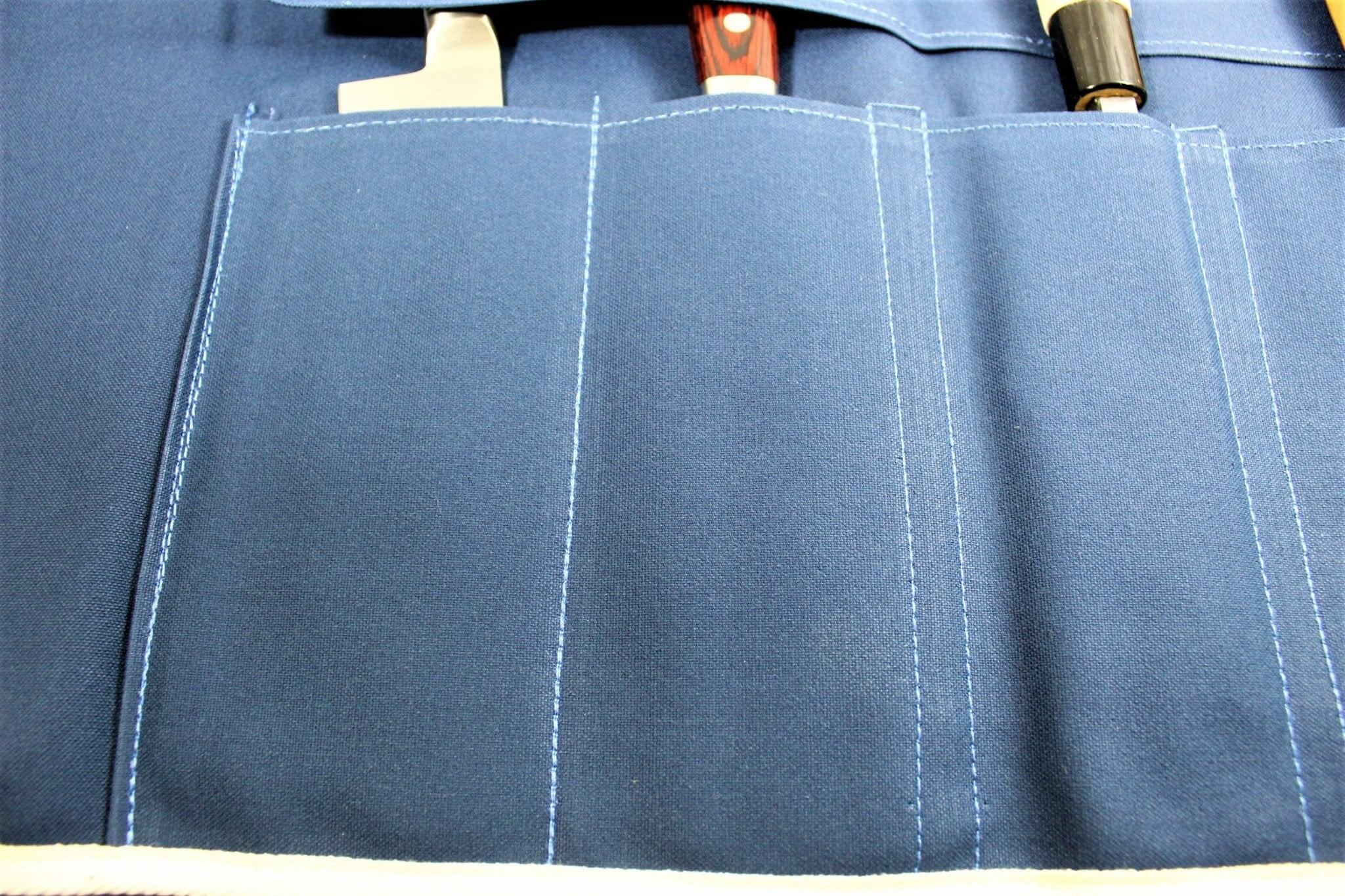 Sakai Takayuki Japanese Chef Knife Canvas Roll Carry Bag for 6 Knives - Navy - Image 8