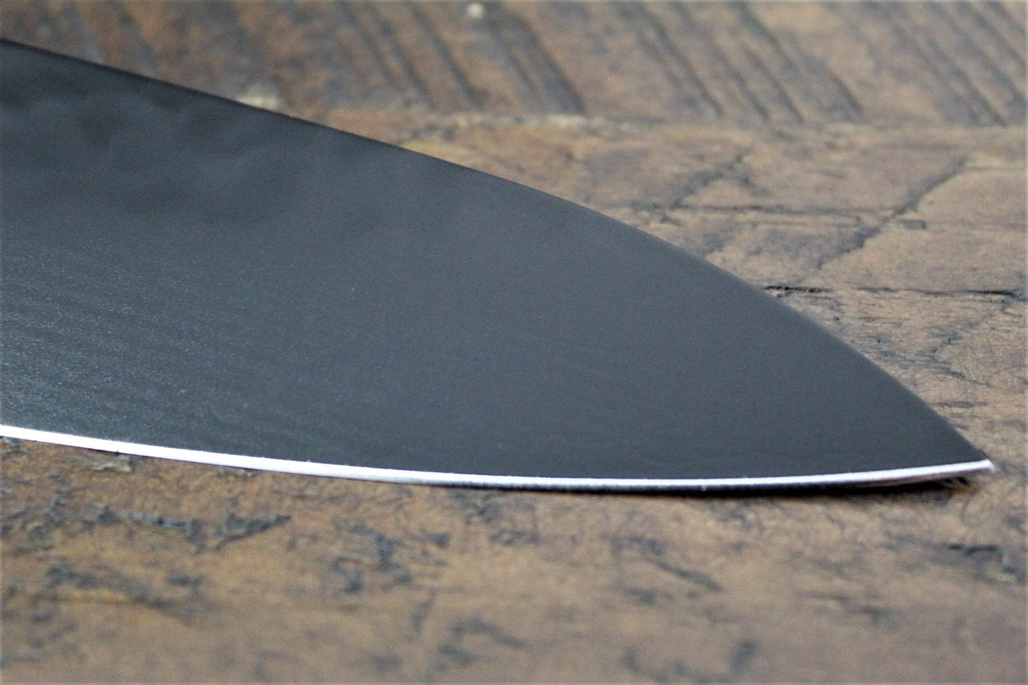 Sakai Takayuki Kurokage VG10 Hammered 210mm (8.3") Gyuto - Fluorine Coated Black Blade - Image 4