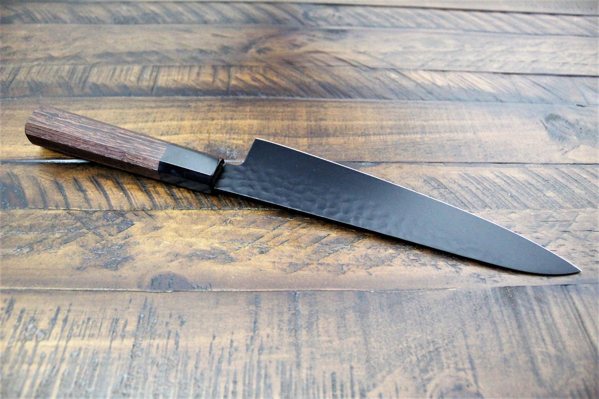 Sakai Takayuki Kurokage VG10 Hammered 210mm (8.3") Gyuto - Fluorine Coated Black Blade - Image 5