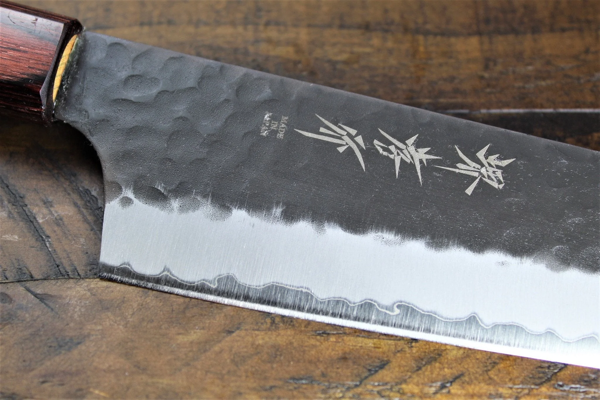 Sakai Takayuki Kengata Gyuto Kurouchi Hammered Finish Aogami Super 190mm (7.5") Japanese Chef Knife - Image 3
