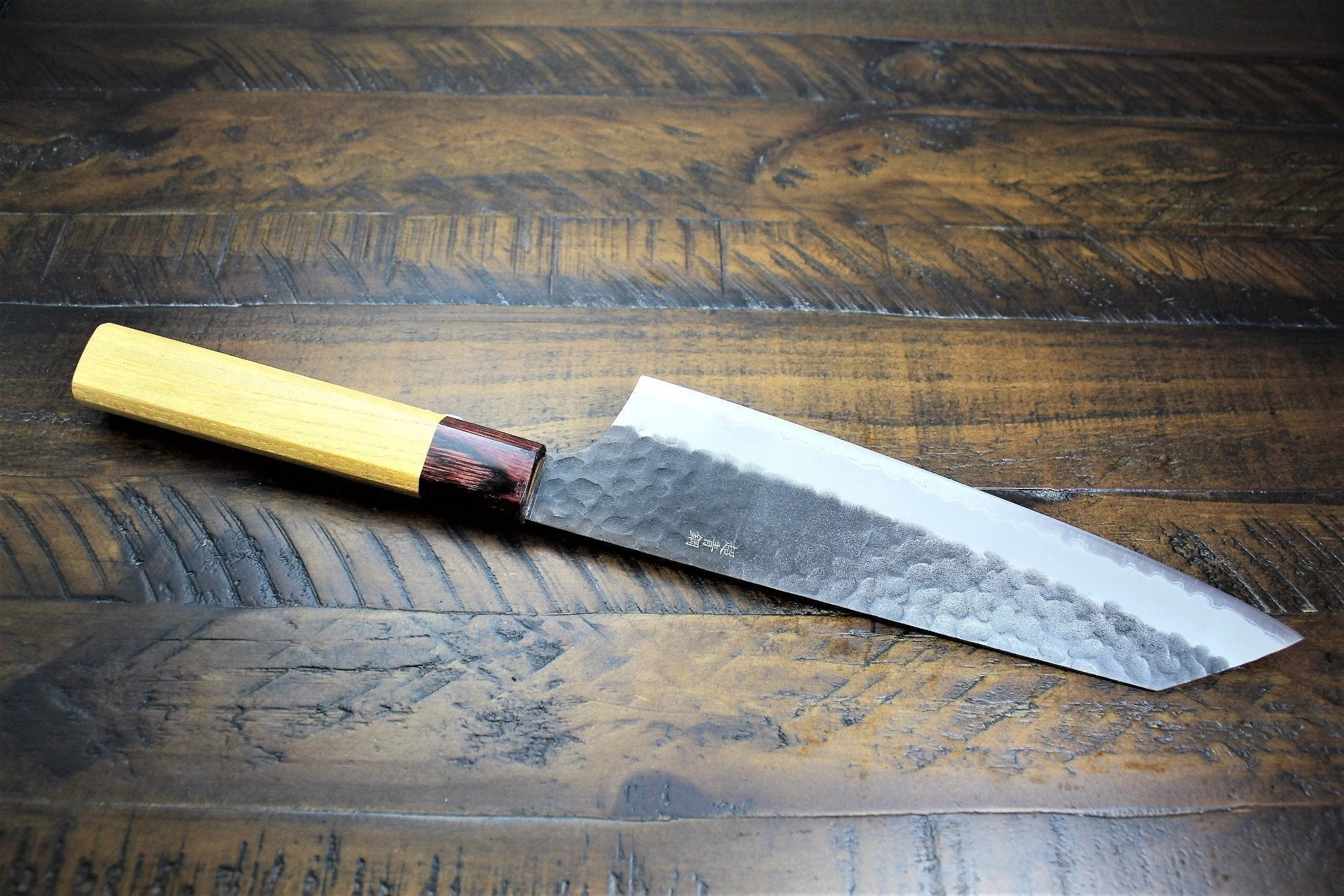 Sakai Takayuki Kengata Gyuto Kurouchi Hammered Finish Aogami Super 190mm (7.5") Japanese Chef Knife - Image 6