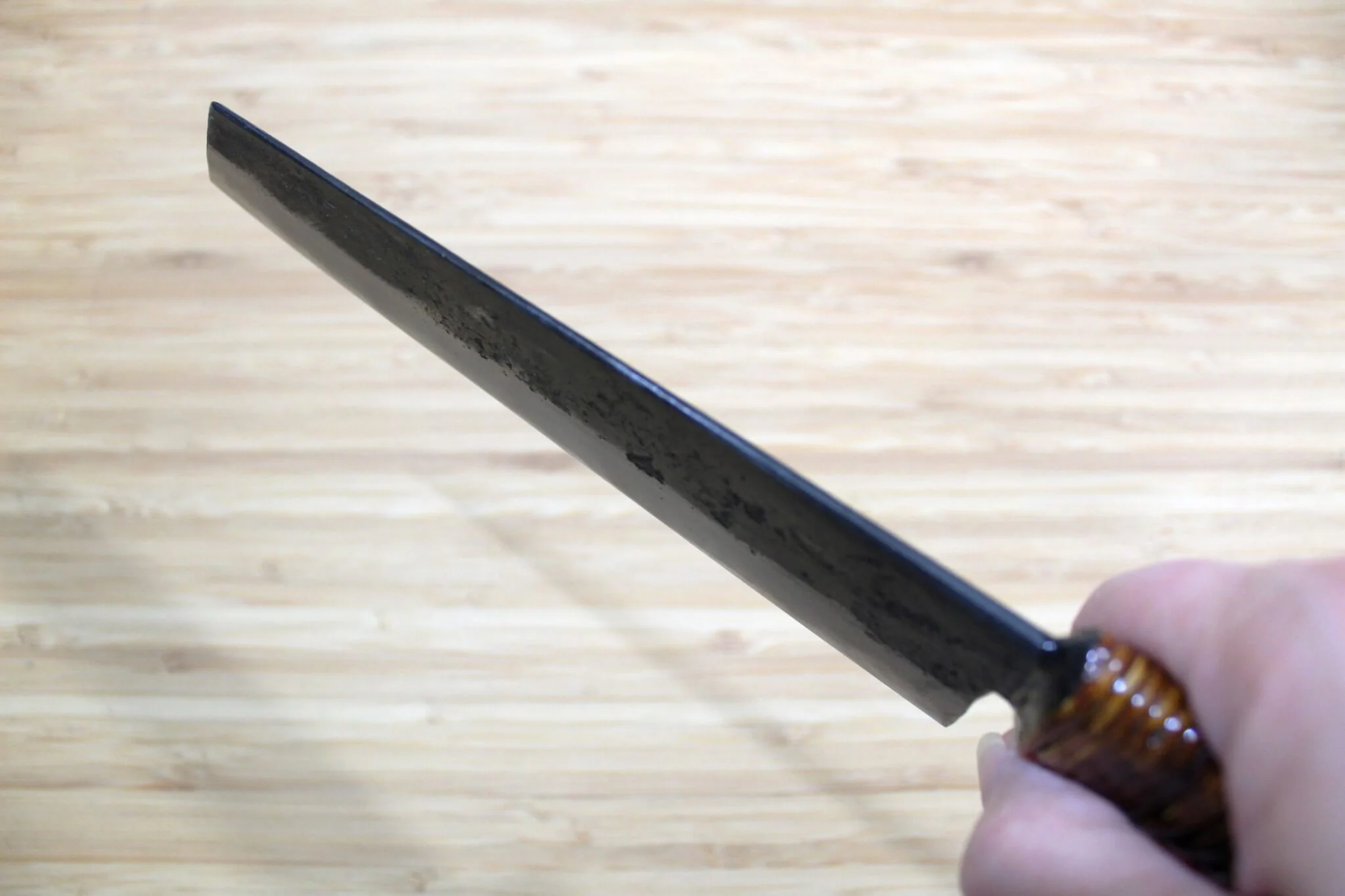 Kyokokaji Shokei Shironiko Kurouchi Kiritsuke 170 mm / 6.7" Fujimaki Handle - Image 10