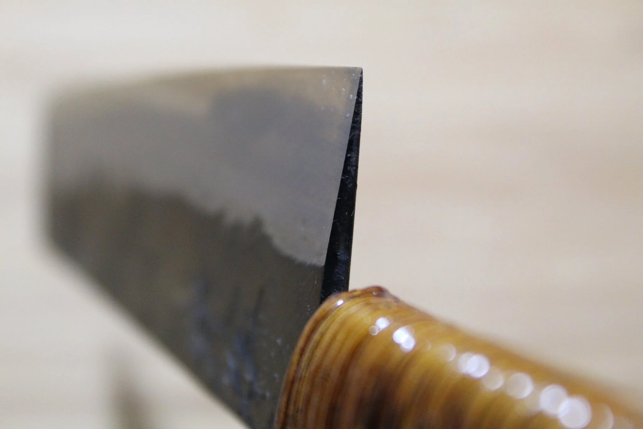 Kyokokaji Shokei Shironiko Kurouchi Kiritsuke 170 mm / 6.7" Fujimaki Handle - Image 8