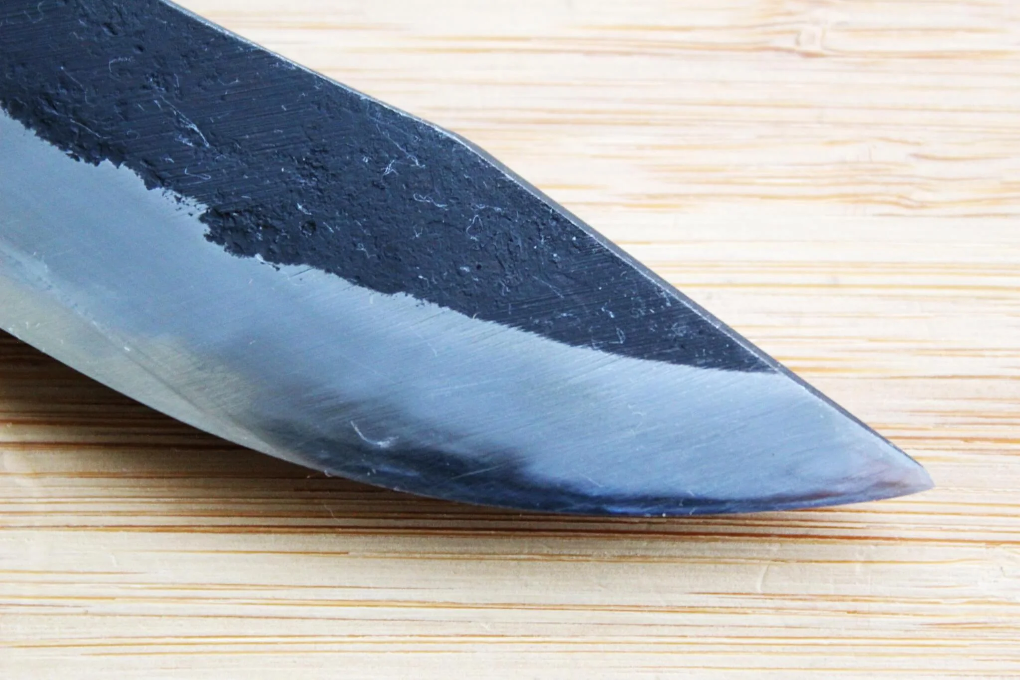 Kyokokaji Shokei Shironiko White #2 Kurouchi Wide Petty / Paring 85mm (Fujimaki Handle) - Image 4