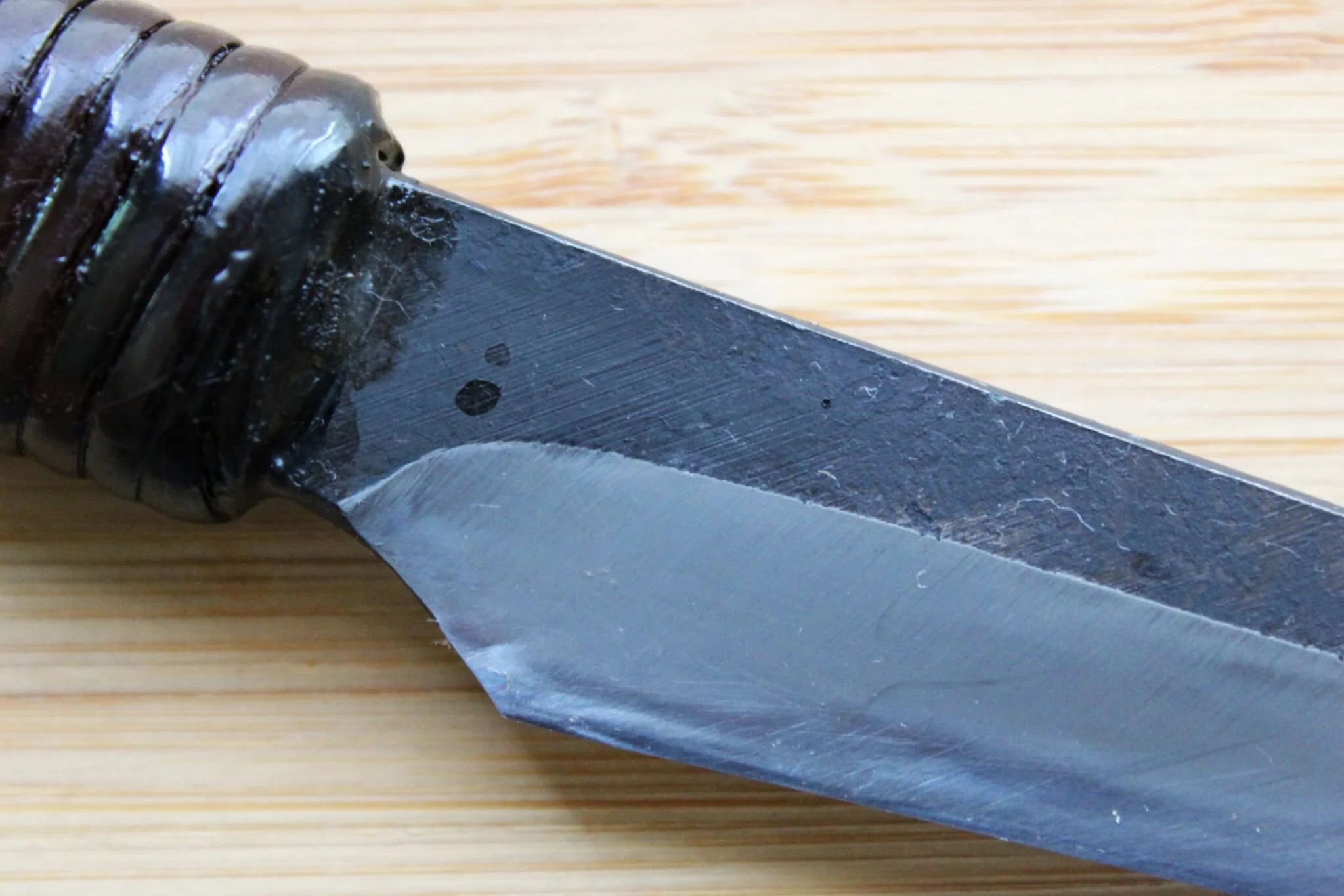 Kyokokaji Shokei Shironiko Kurouchi Petty / Paring 90 mm Fujimaki Handle - Image 4