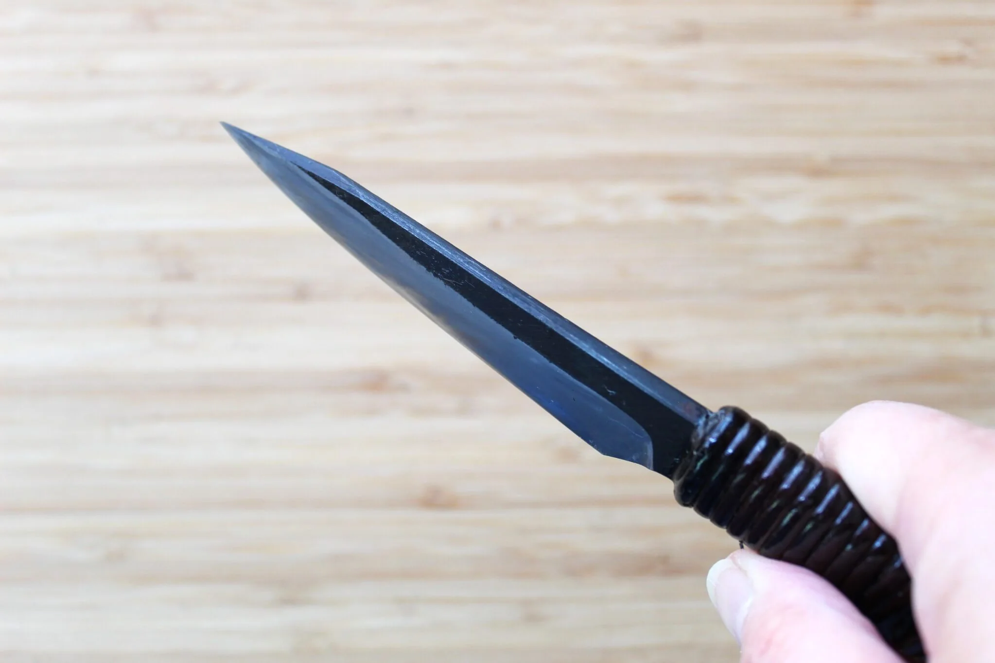 Kyokokaji Shokei Shironiko Kurouchi Petty / Paring 90 mm Fujimaki Handle - Image 8