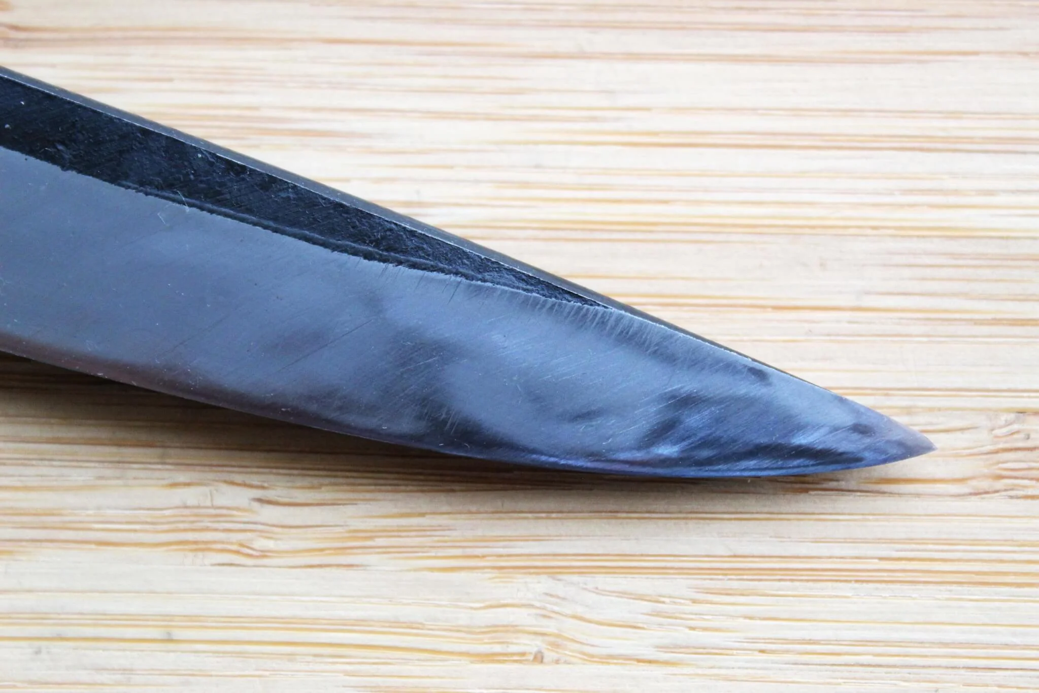 Kyokokaji Shokei Shironiko White #2 Kurouchi Wide Petty Knife - 90mm (Fujimaki Handle) - Image 3