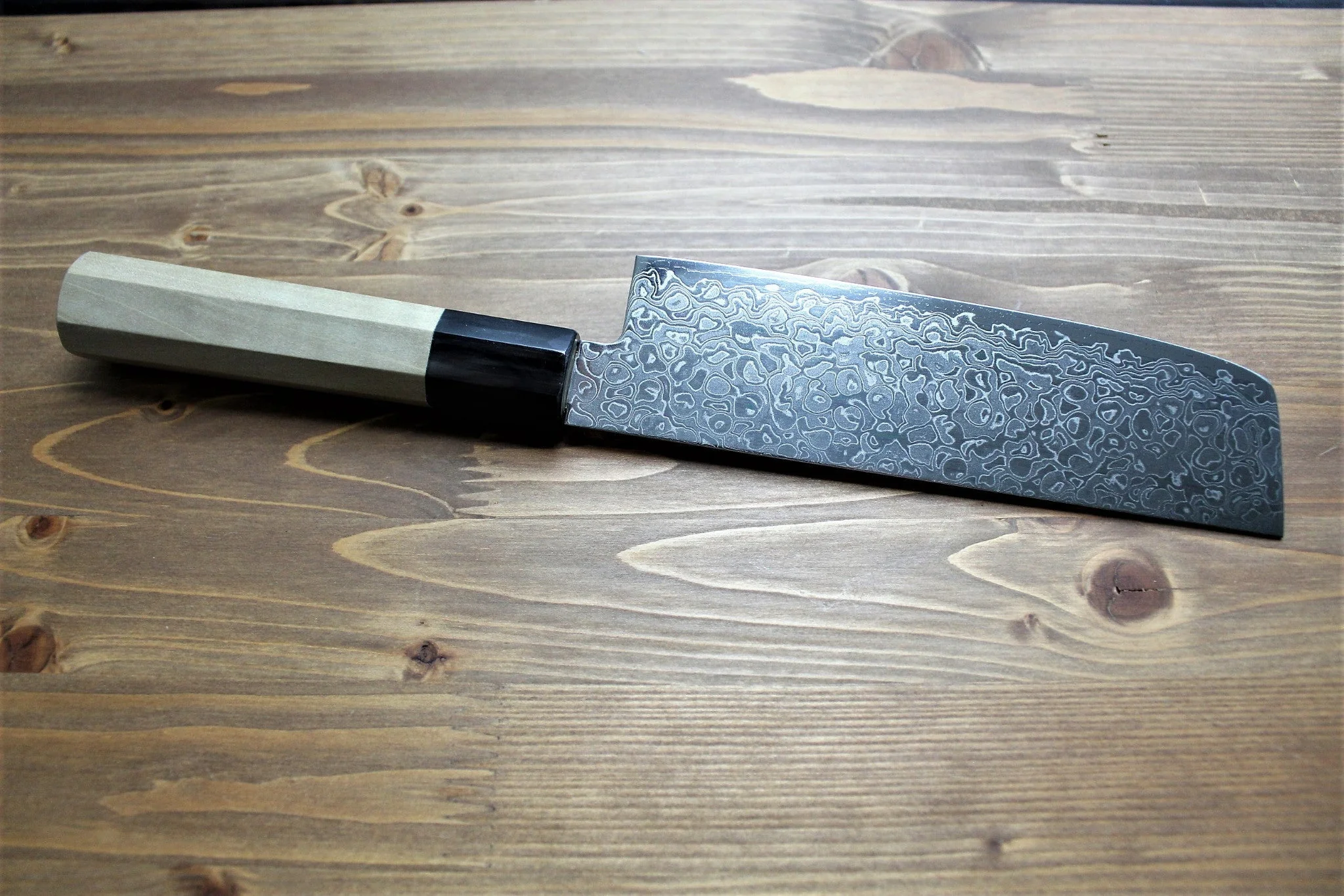 Misuzu Hamono 45 Layer Damascus AUS-10 Core Nakiri 165 mm / 6.4" Magnolia Handle - Image 5