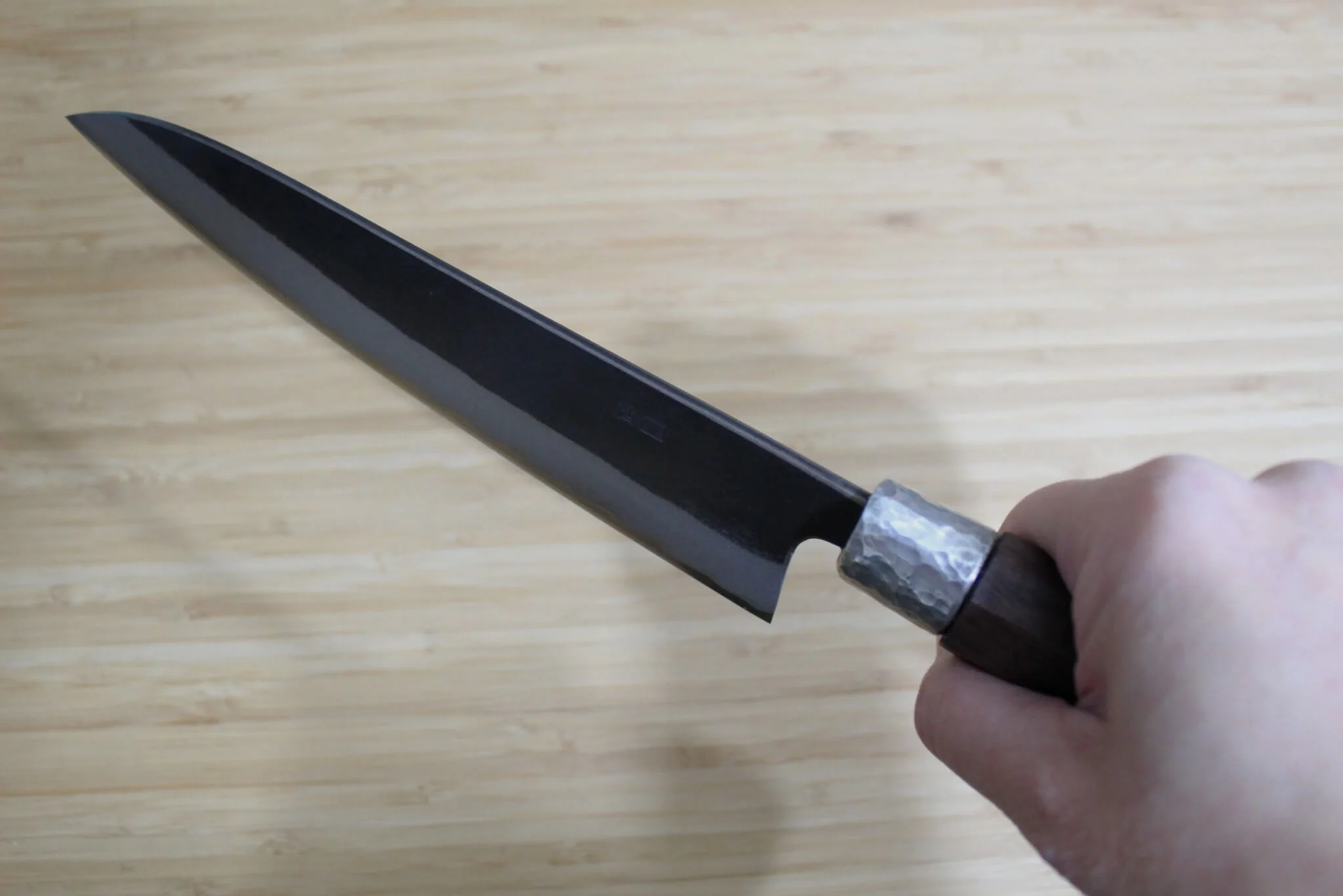 Nishiuchi Hocho Aoniko Blue Steel #2 Kurouchi Gyuto 195 mm (7.6") Walnut Handle - Image 9