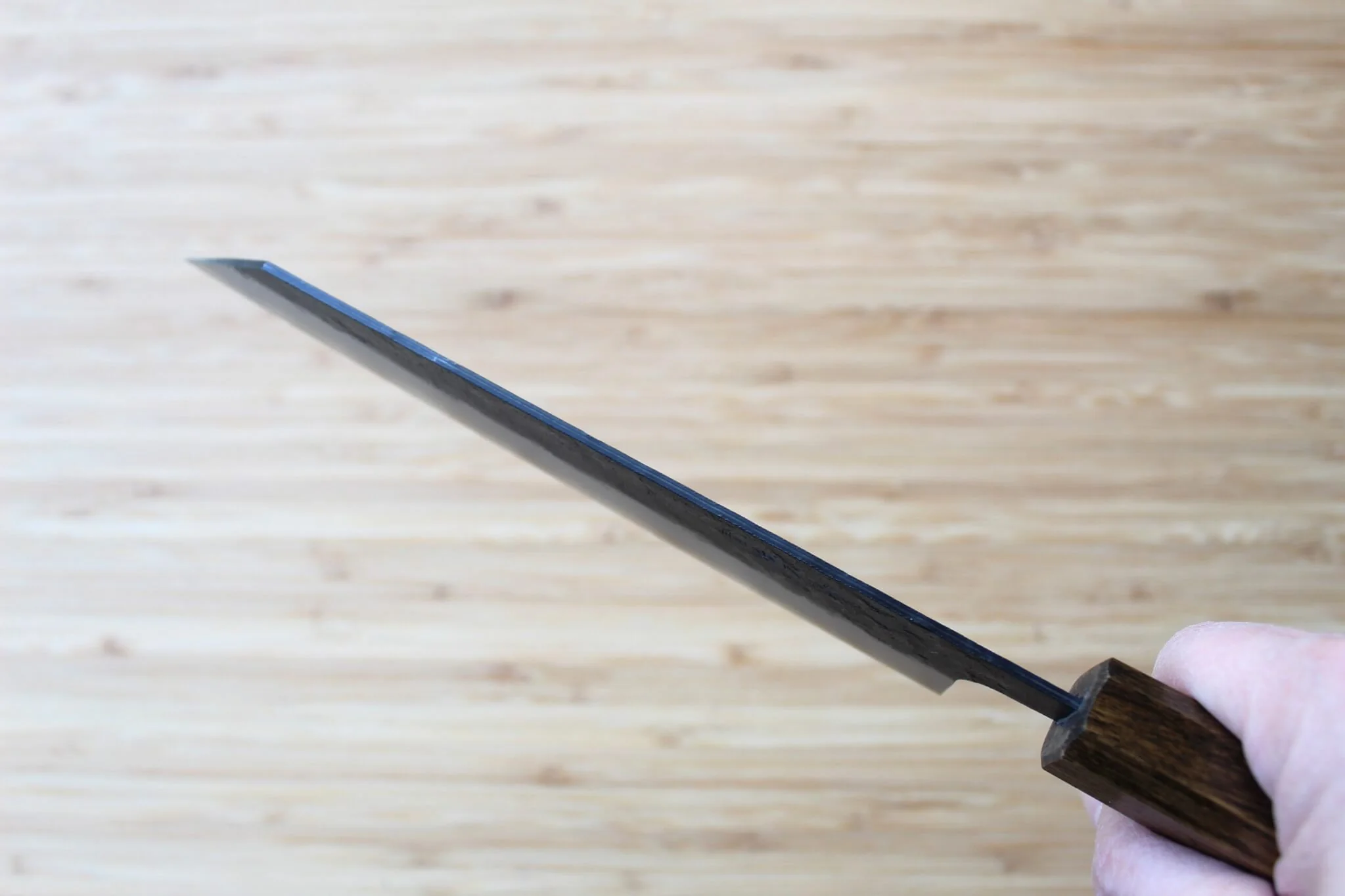 OUL Aogami Super / Blue Super Steel Nashiji Bunka 170 mm / 6.7" Black Oak - Image 11