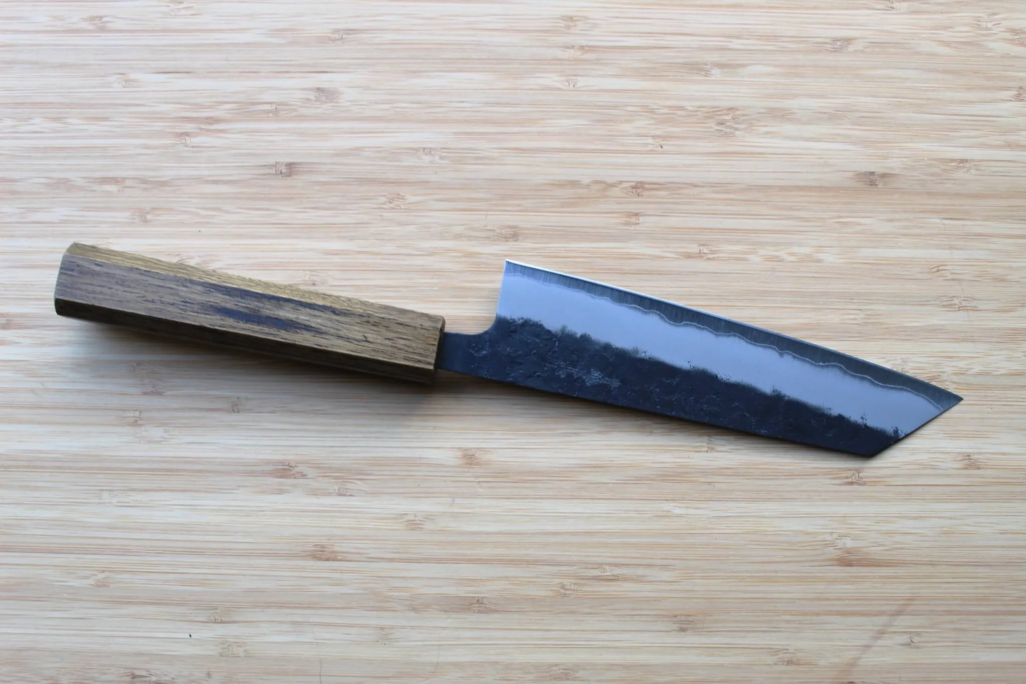 OUL Aogami Super / Blue Super Steel Nashiji Bunka 170 mm / 6.7" Black Oak - Image 5