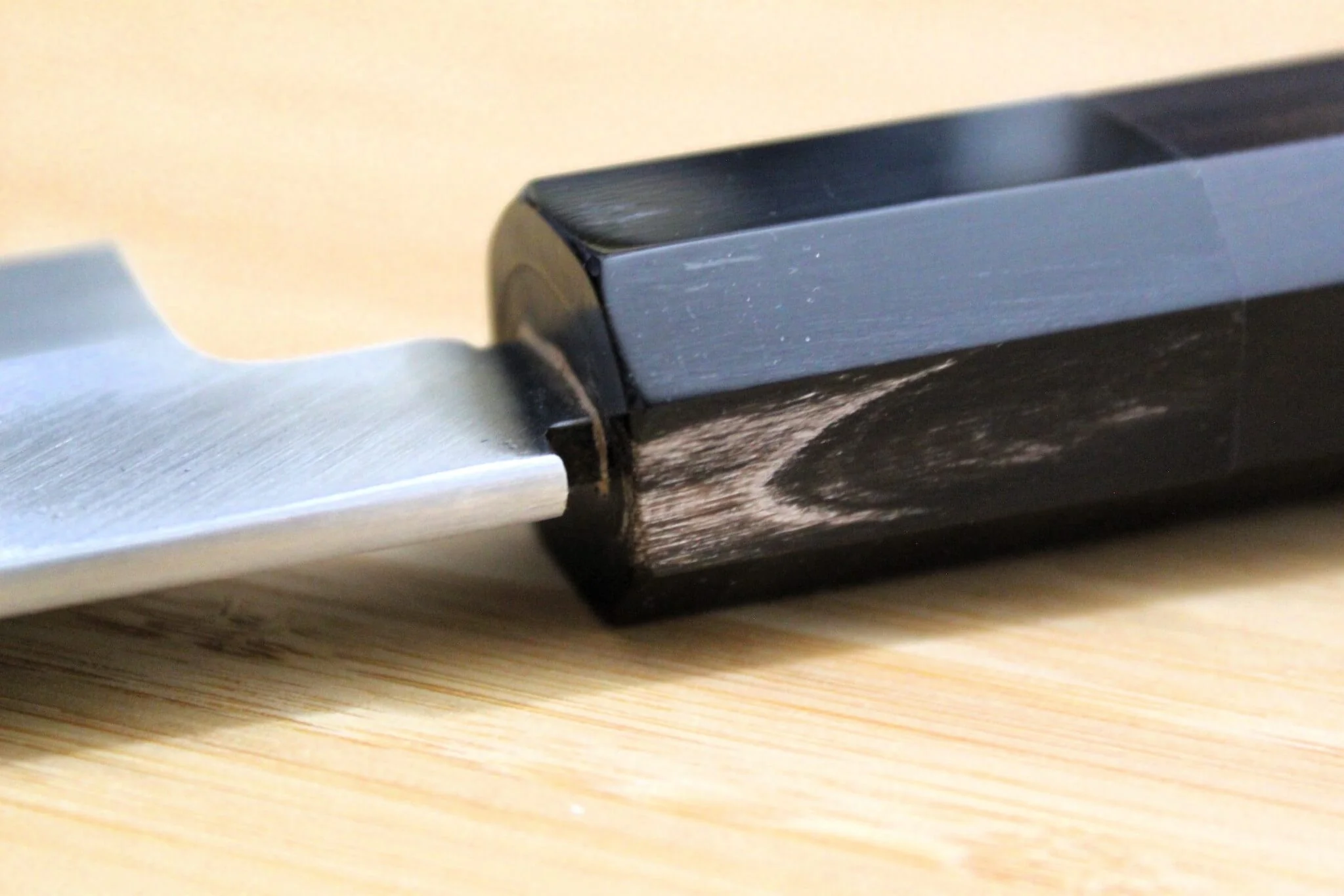 OUL Aoniko / Blue Steel #2 Gyuto 240 mm / 9.4" with Ebony Handle - Image 9