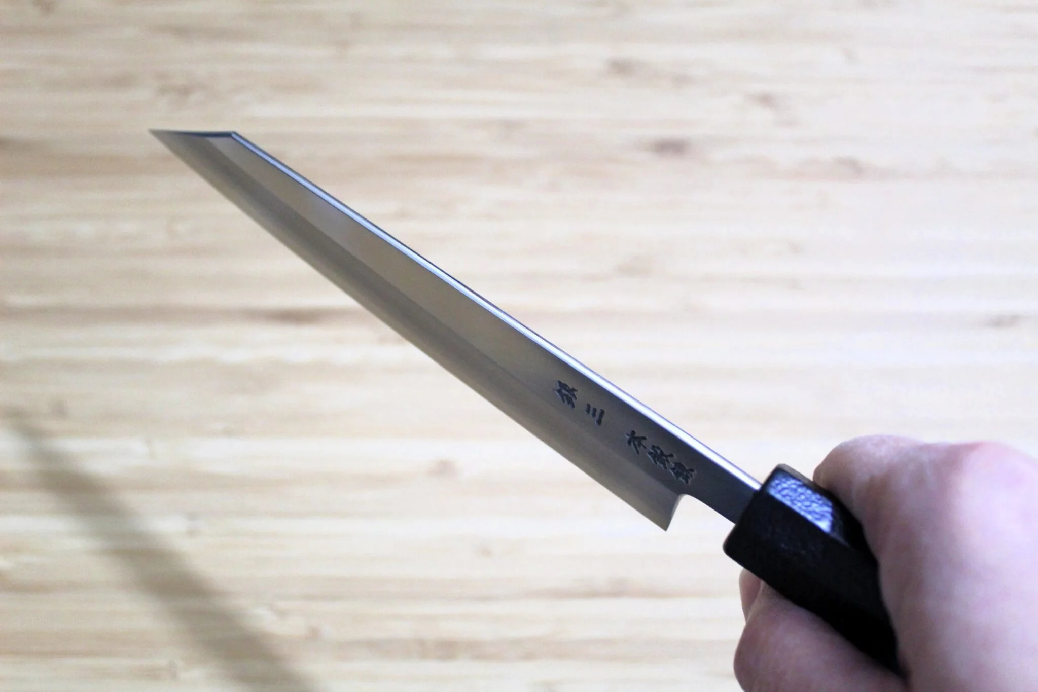 OUL Ginsan Kengata Petty 150 mm / 5.9" Black Makiji Urushi Handle - Image 11