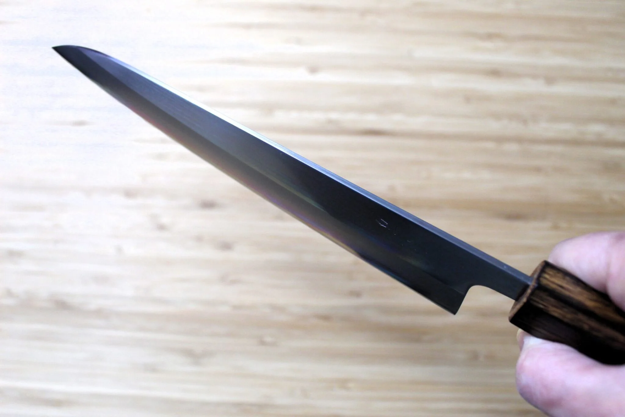 OUL Gyuto Shirogami #1 / White Steel #1 210 mm / 8.2" Burnt Oak Handle - Image 11