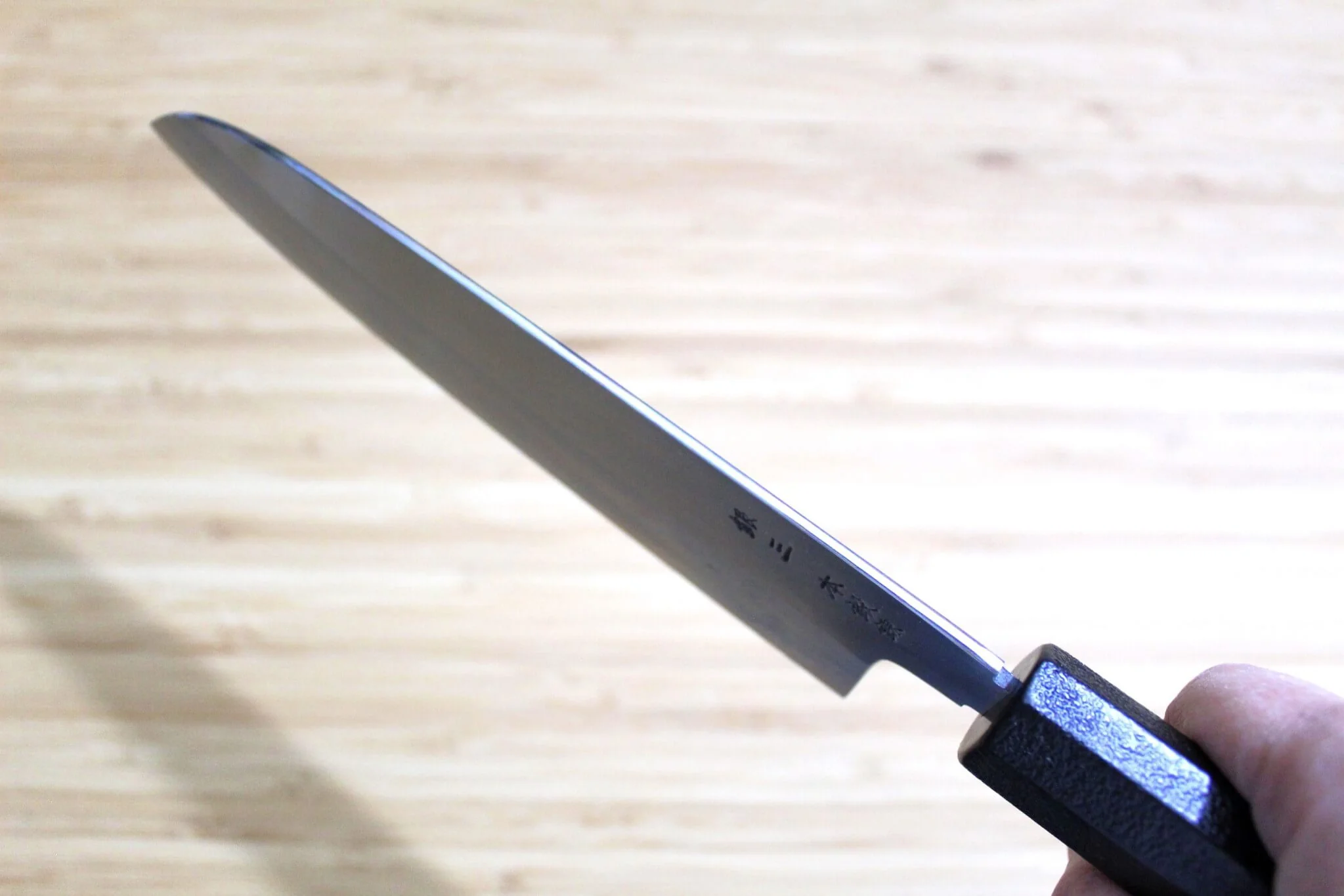 OUL Ginsan Santoku 180 mm / 7.1" Black Makiji Urushi Handle - Image 11
