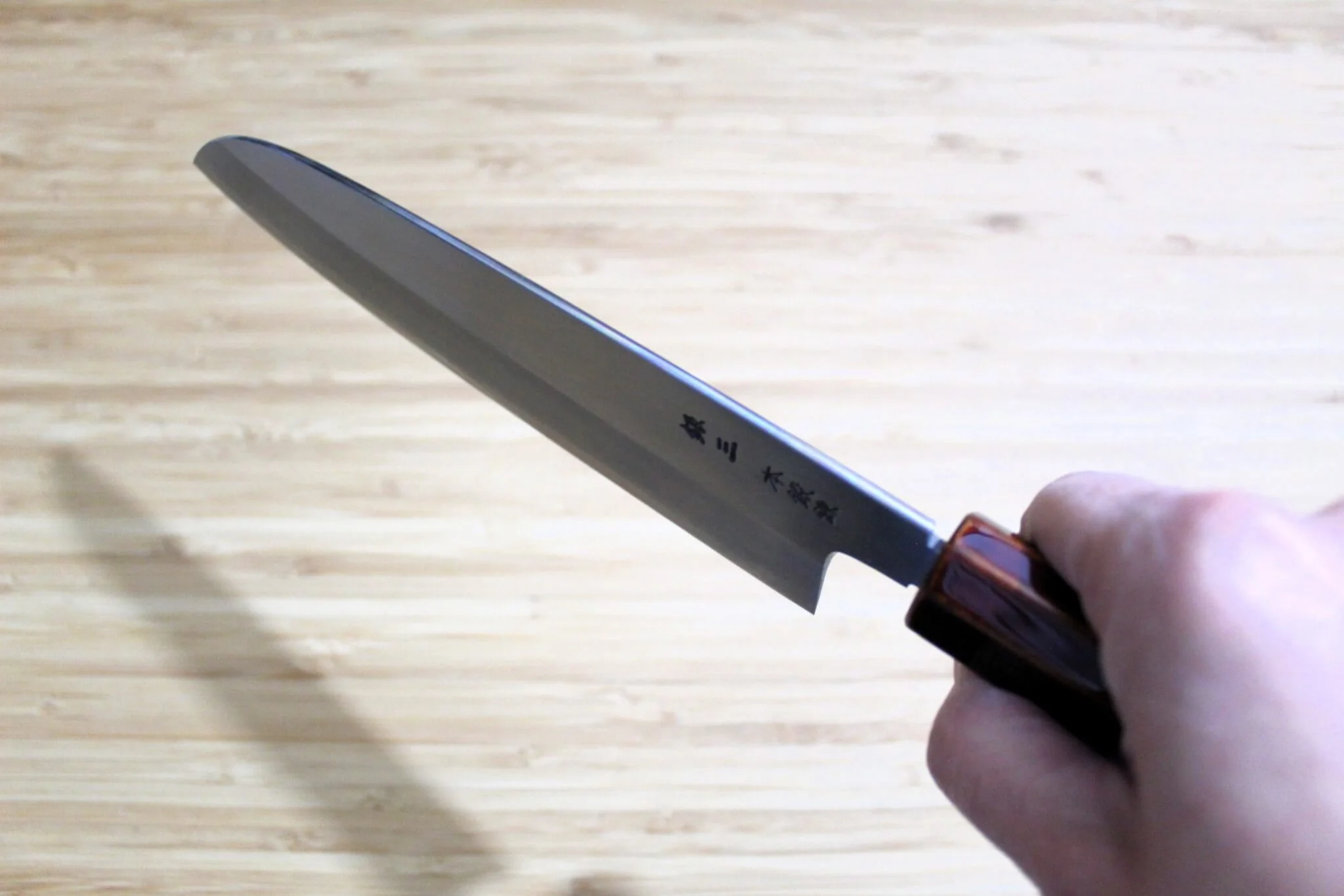 OUL Kijiro Ginsan Santoku 180 mm / 7.1" Urushi Handle - Image 10