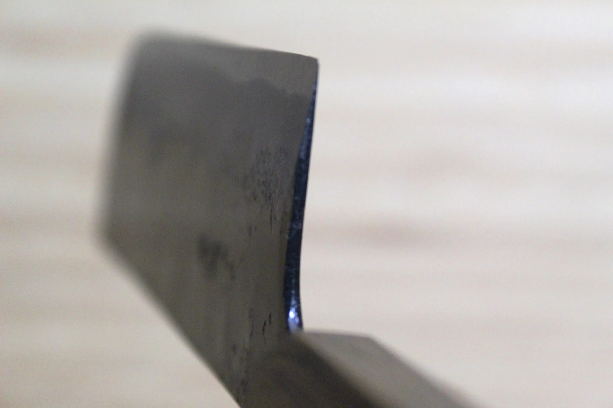 OUL Kurouchi Aoniko / Blue Steel #2 Small Nakiri Knife 120 mm / 4.7" Black Oak Handle - Image 8
