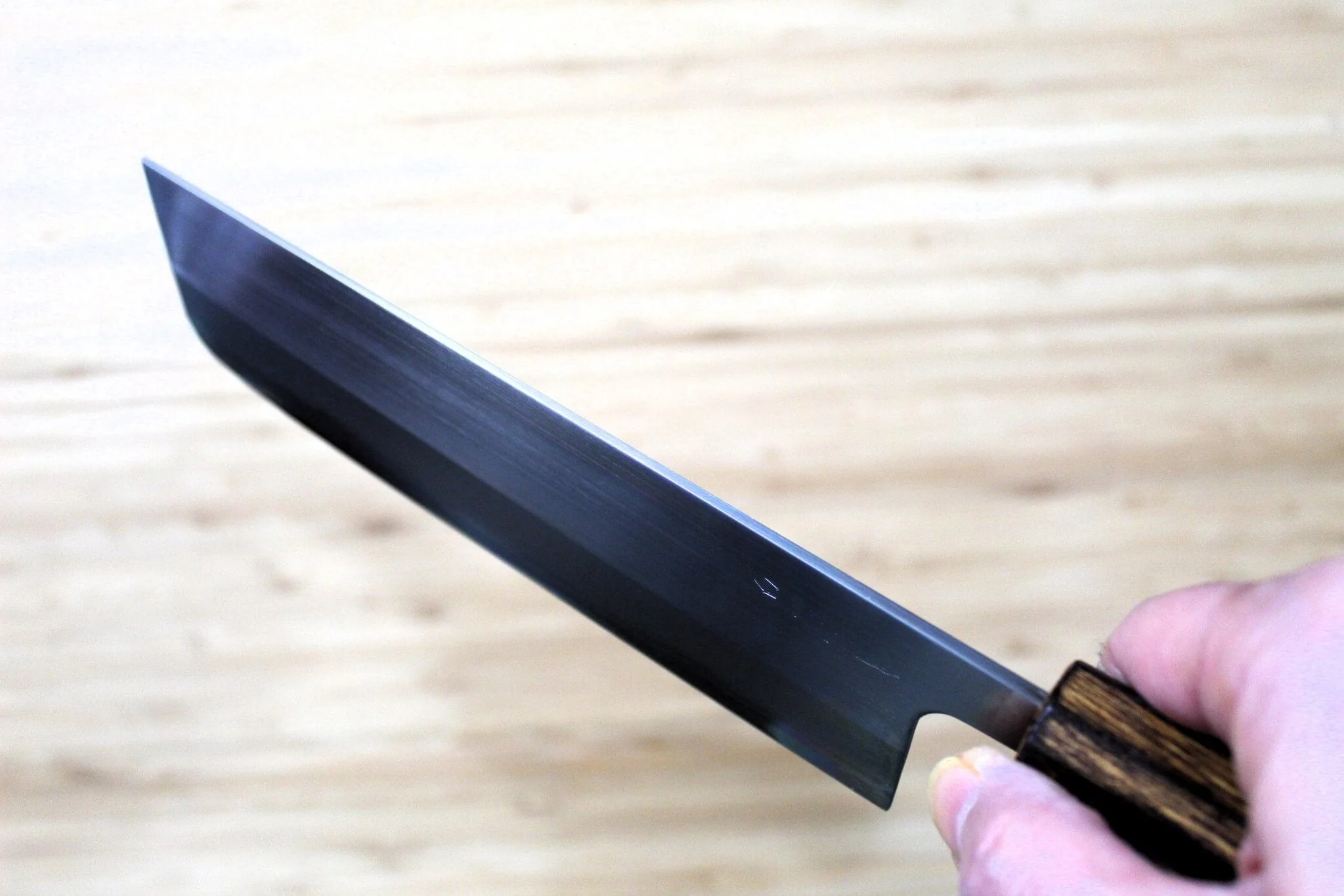 OUL Nakiri Shirogami #1 / White Steel #1 Stainless Clad 165 mm (6.5") Burnt Oak Handle - Image 11