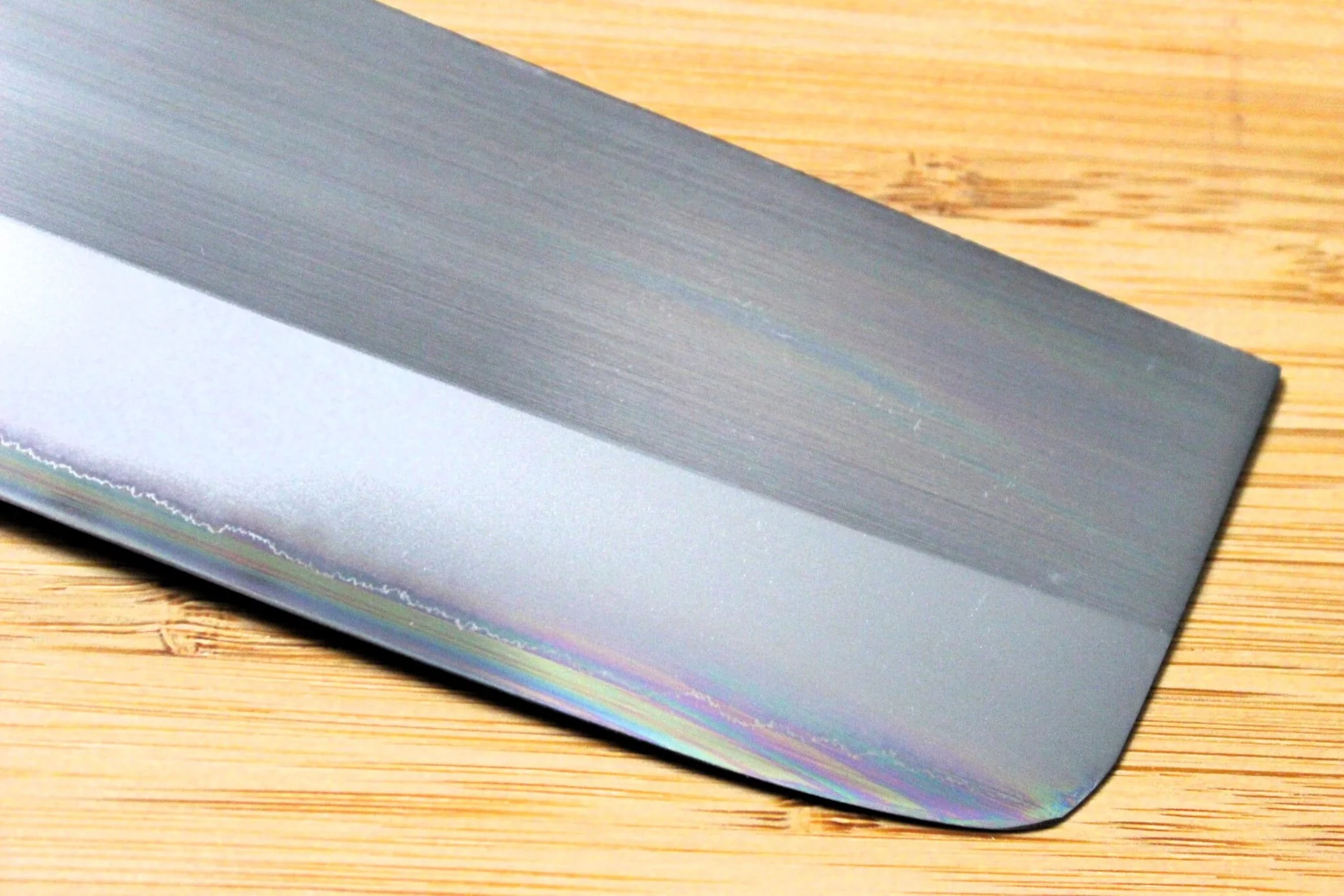 OUL Nakiri Shirogami #1 / White Steel #1 Stainless Clad 165 mm (6.5") Burnt Oak Handle - Image 4