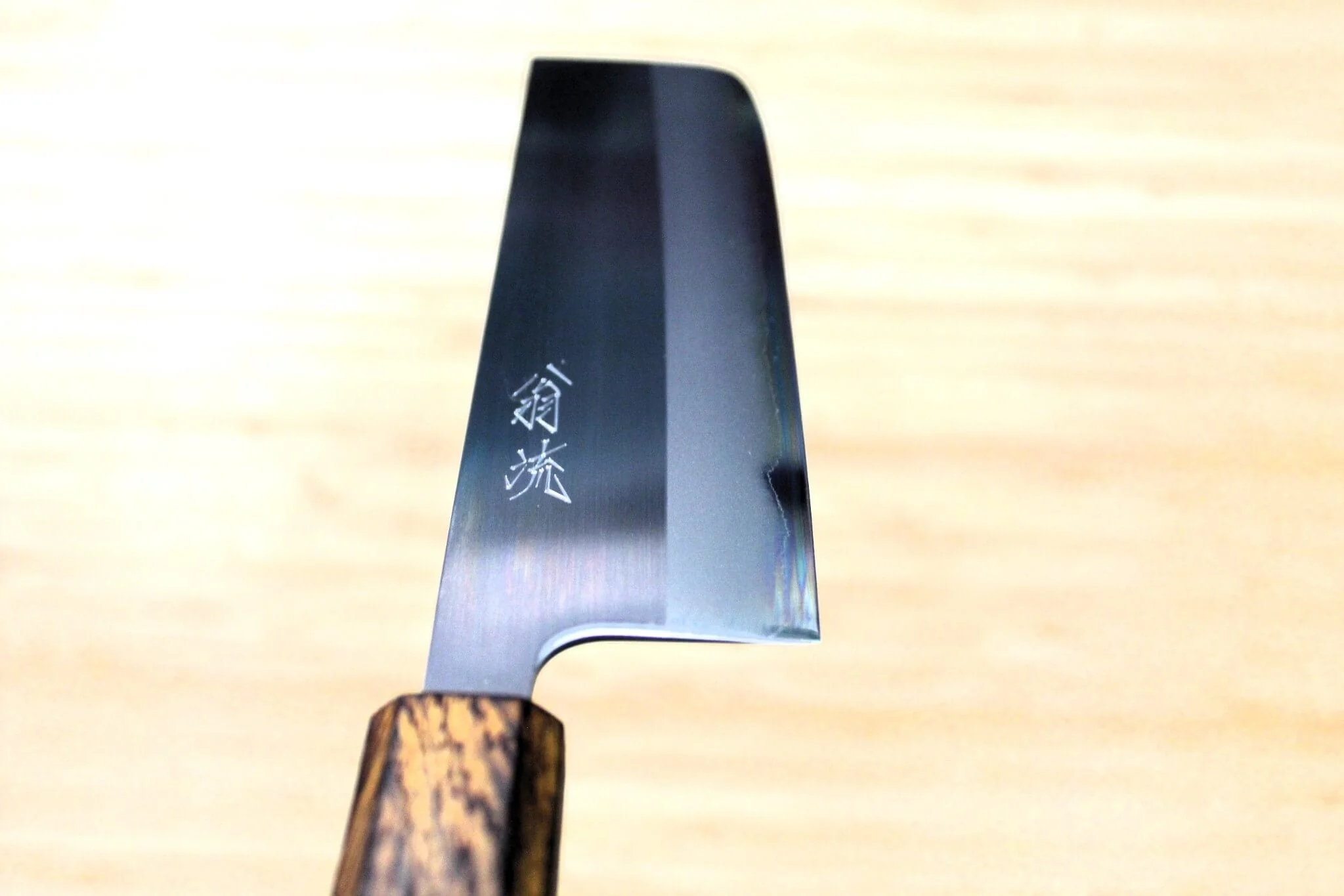 OUL Nakiri Shirogami #1 / White Steel #1 Stainless Clad 165 mm (6.5") Burnt Oak Handle - Image 7