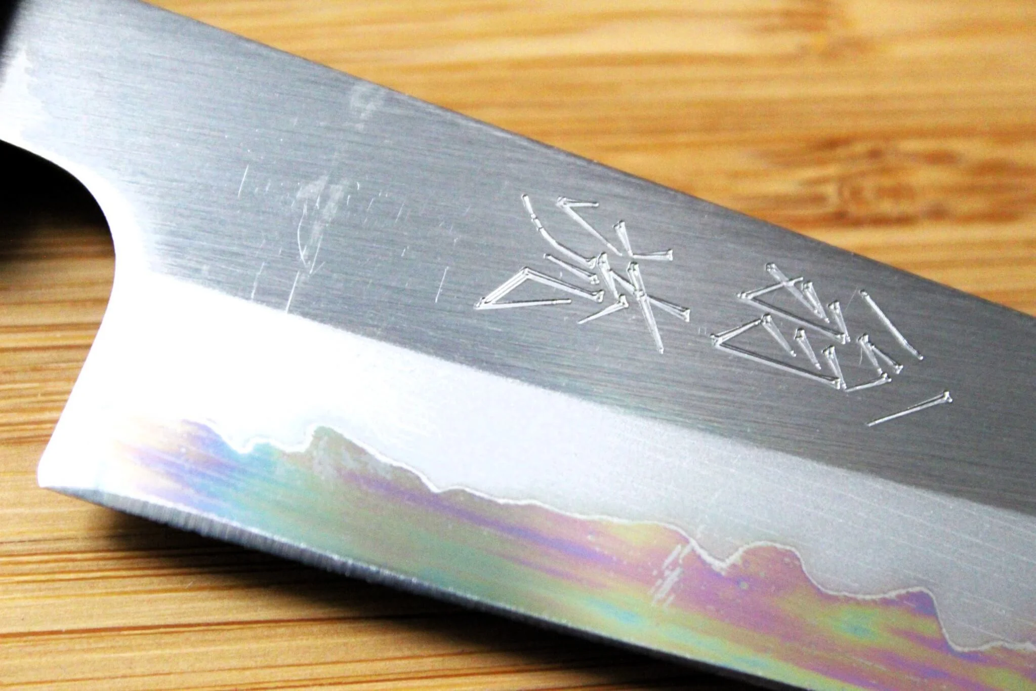 OUL Petty Shirogami #1 / White Steel #1 Stainless Clad 135 mm / 5.3" Burnt Oak Handle - Image 3