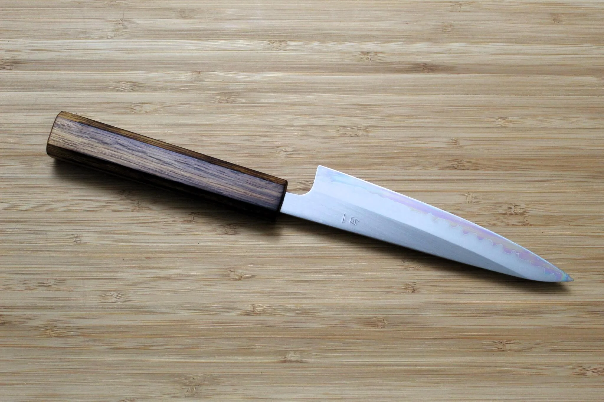 OUL Petty Shirogami #1 / White Steel #1 Stainless Clad 135 mm / 5.3" Burnt Oak Handle - Image 5