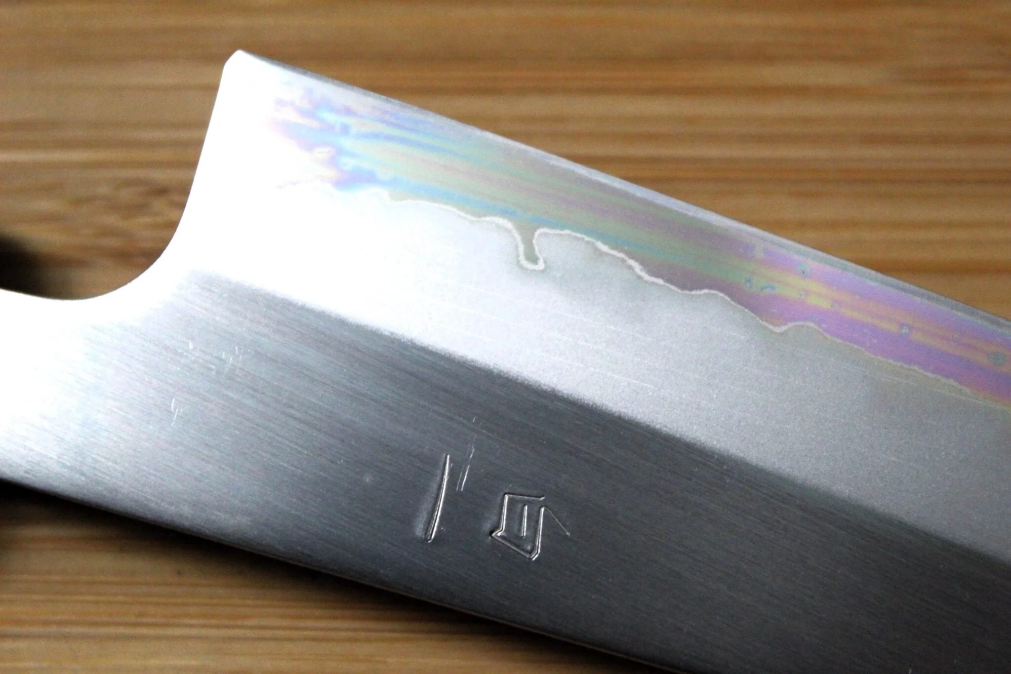 OUL Petty Shirogami #1 / White Steel #1 Stainless Clad 135 mm / 5.3" Burnt Oak Handle - Image 6