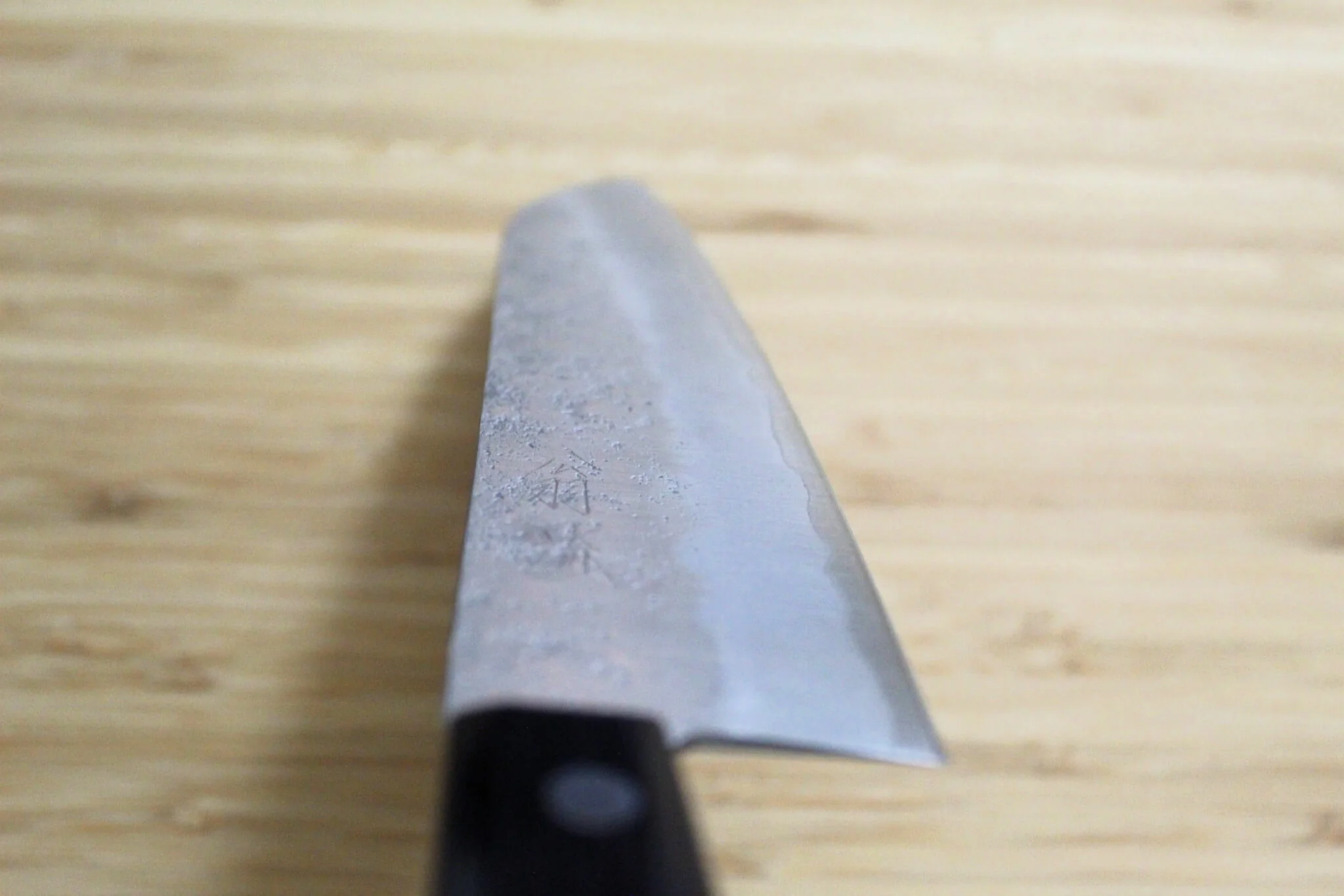 OUL Santoku Ginsan Nashiji 180 mm / 7.1" Purple Handle - Image 11