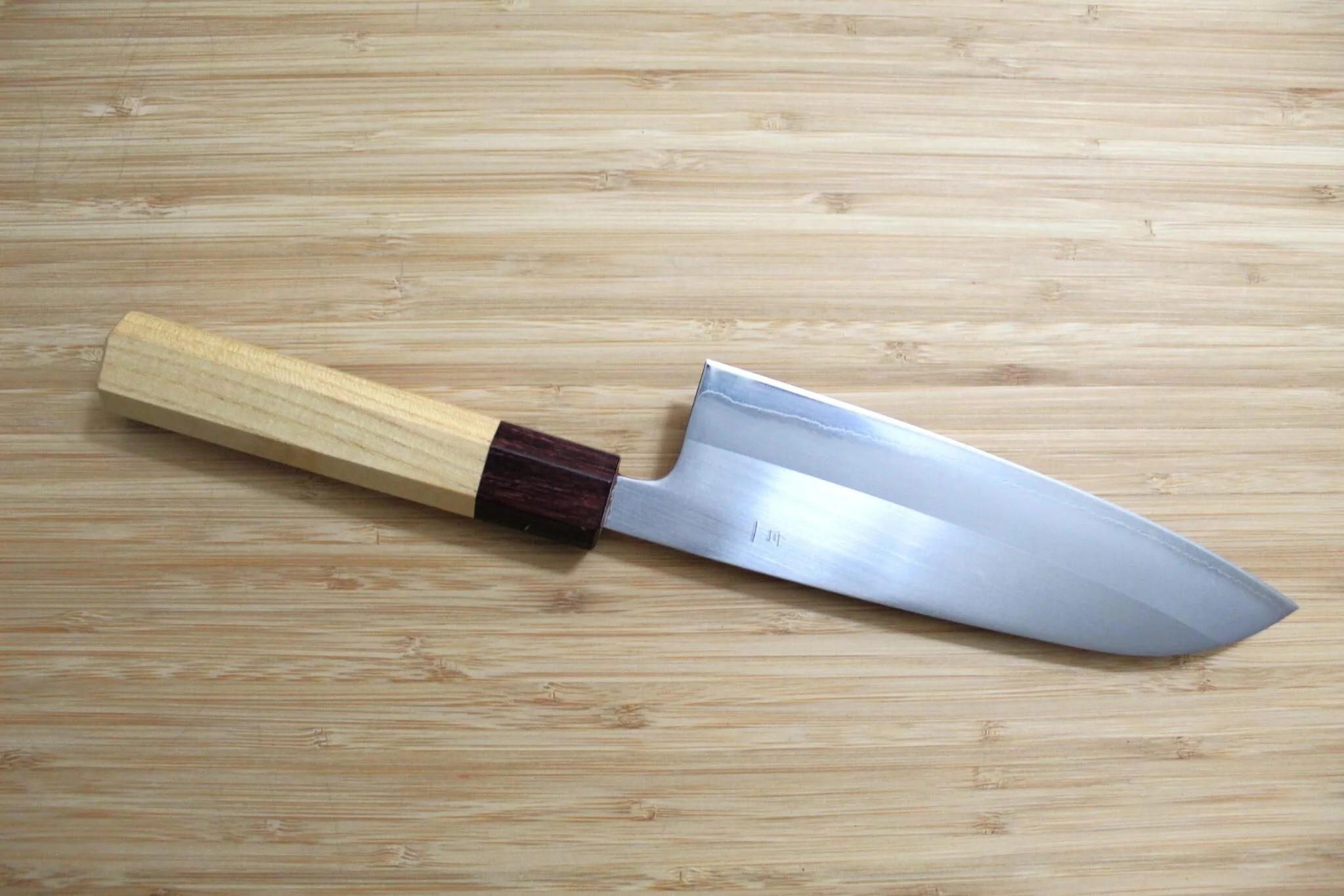 OUL Santoku White Steel #1 165 mm / 6.5" Keyaki Handle - Image 5