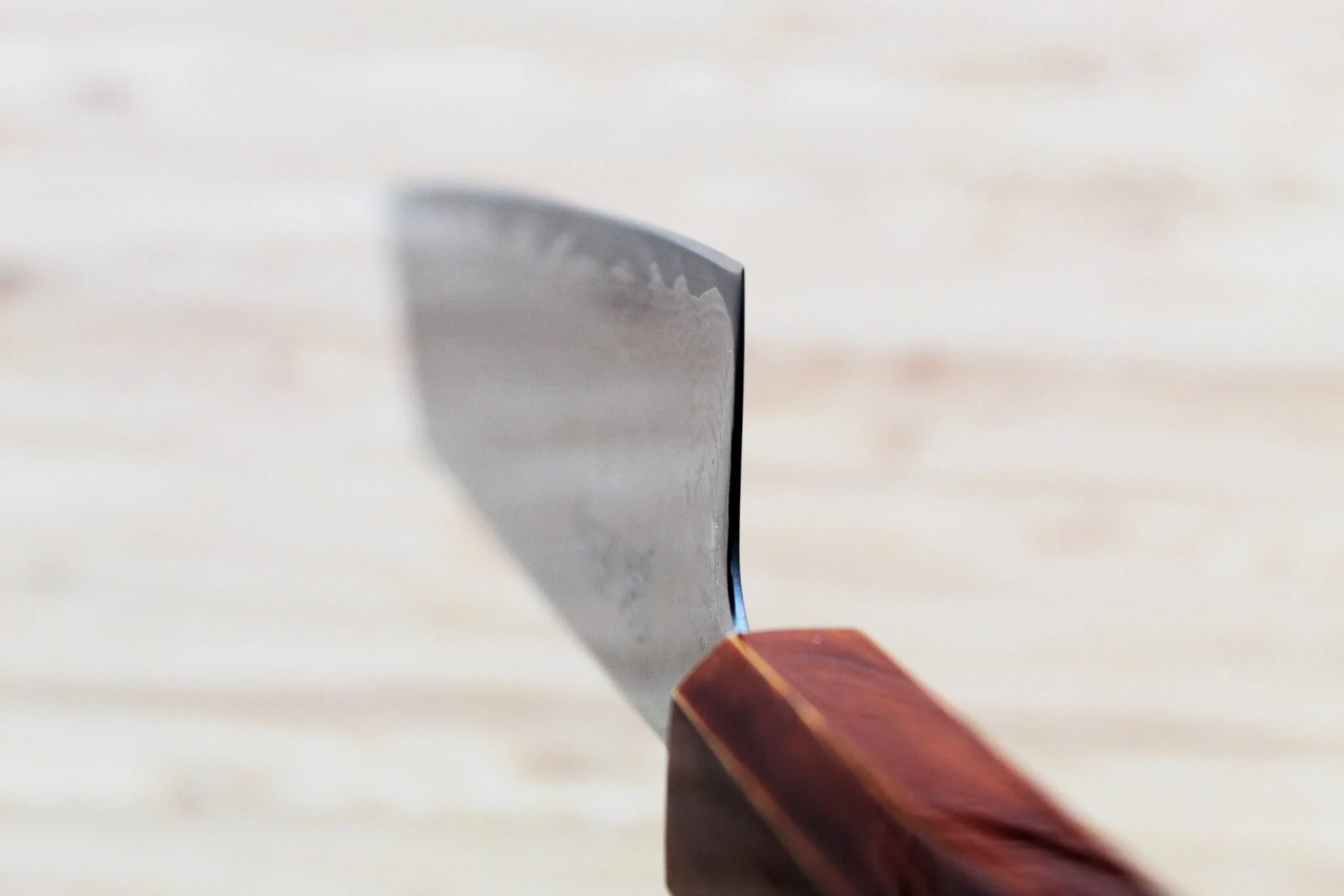 OUL Uzu Vortex Nickle Damascus Bunka 170 mm / 6.7" Lacquer Handle - Image 9