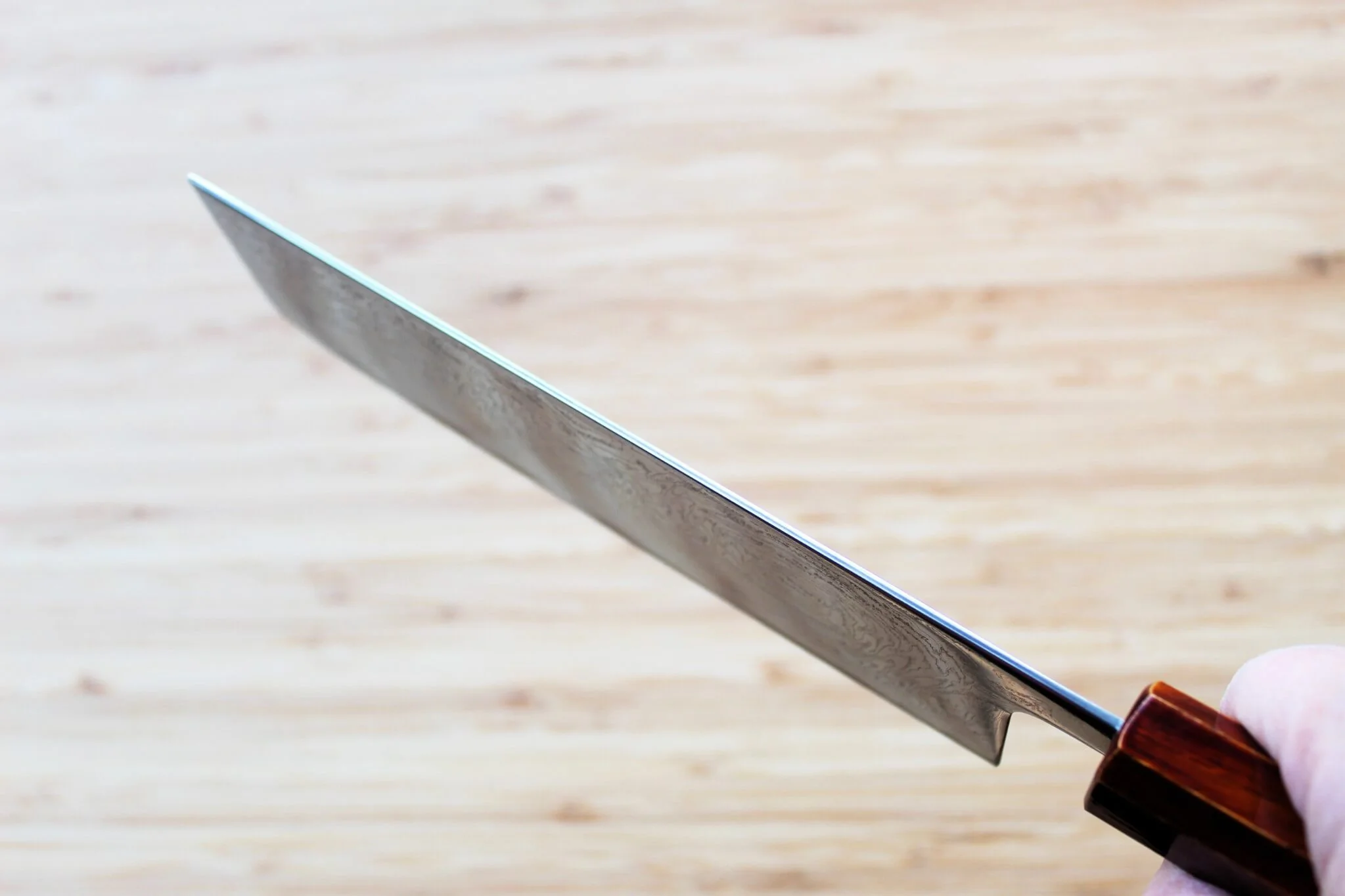 OUL Uzu Vortex Nickle Damascus Nakiri 165 mm / 6.5 " Lacquer Handle - Image 10