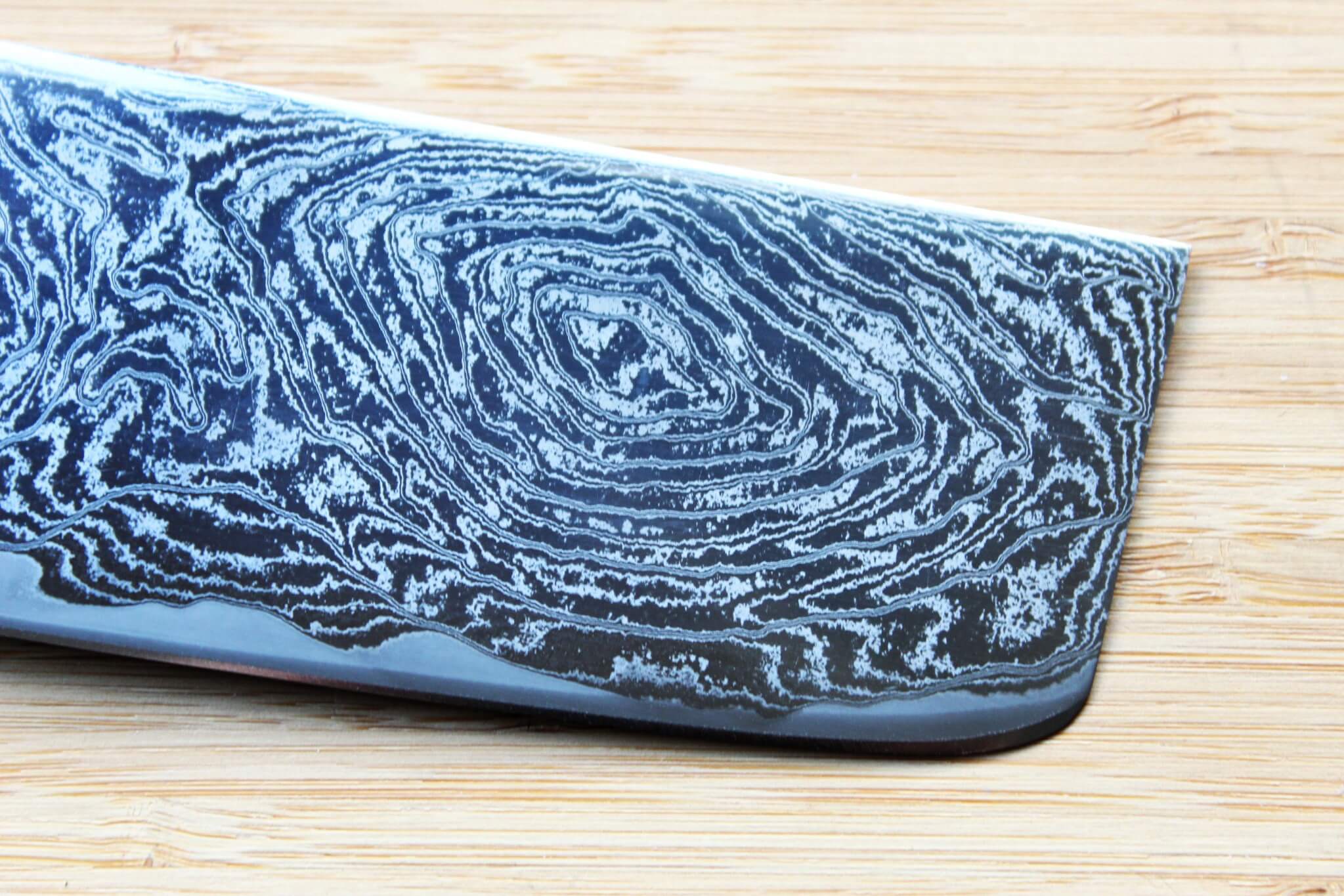 OUL Uzu Vortex Nickle Damascus Nakiri 165 mm / 6.5 " Lacquer Handle - Image 4