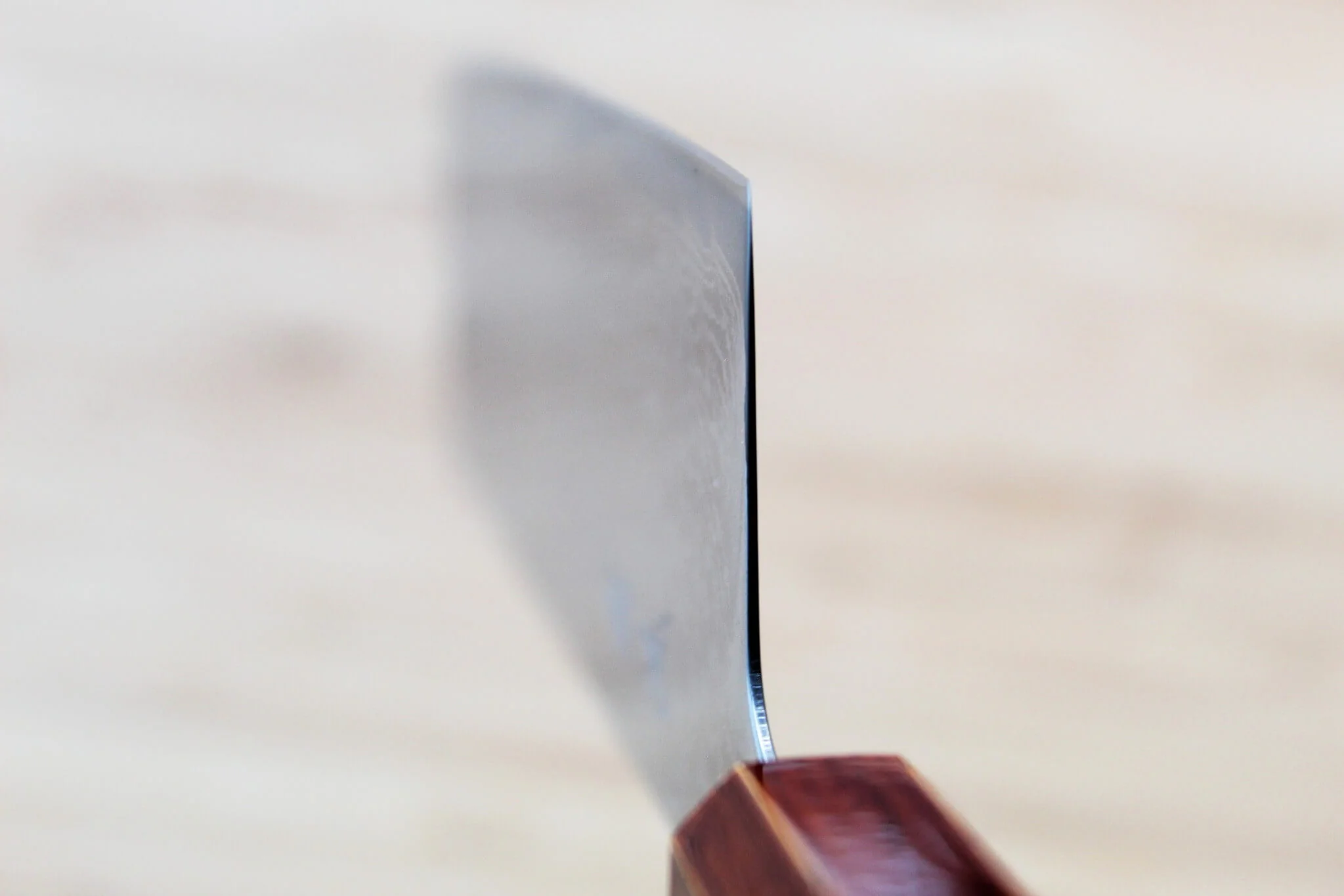 OUL Uzu Vortex Nickle Damascus Nakiri 165 mm / 6.5 " Lacquer Handle - Image 9