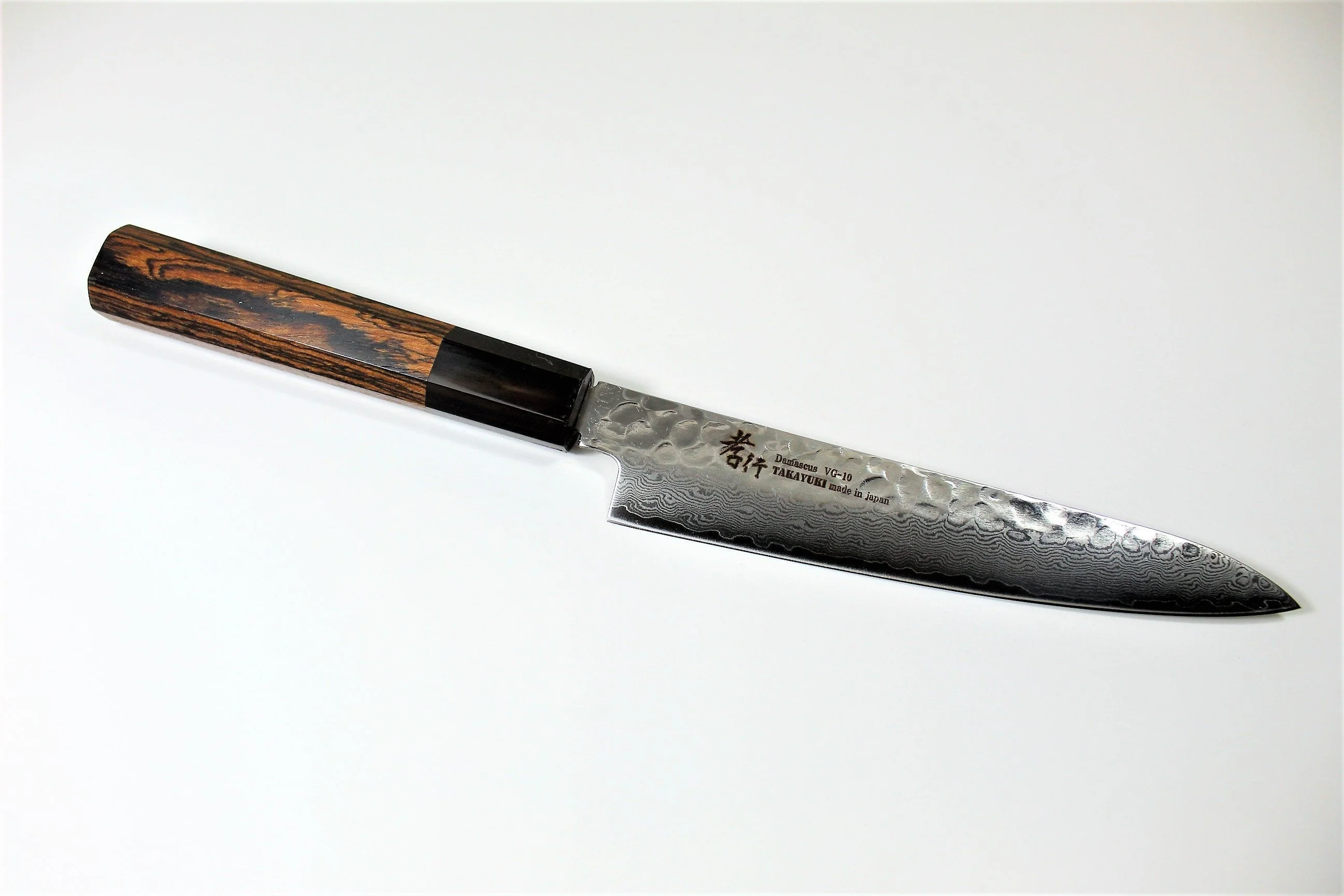 Petty Knife 150mm (5.9") Damascus 33 Layer - Japanese Black Persimmon Handle Hasu-Seizo Exclusive Special Edition - Image 4