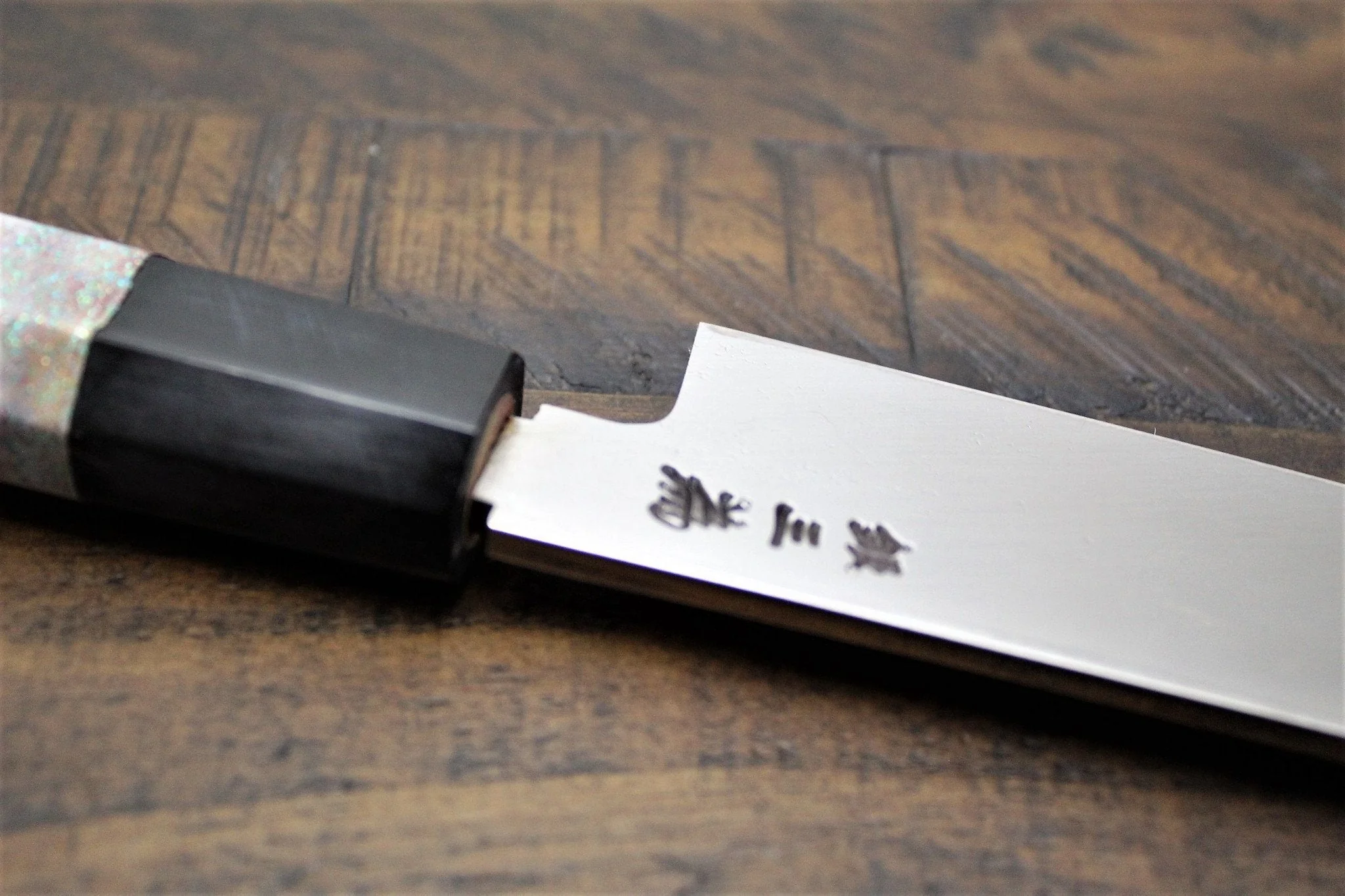 Sakai Takayuki Rinka Ginsan Silver #3 Sakimaru-Takohiki 390mm (15.4") with Decorative Handle and Saya - Cherry Blossom Engraving - Slicer - Image 8