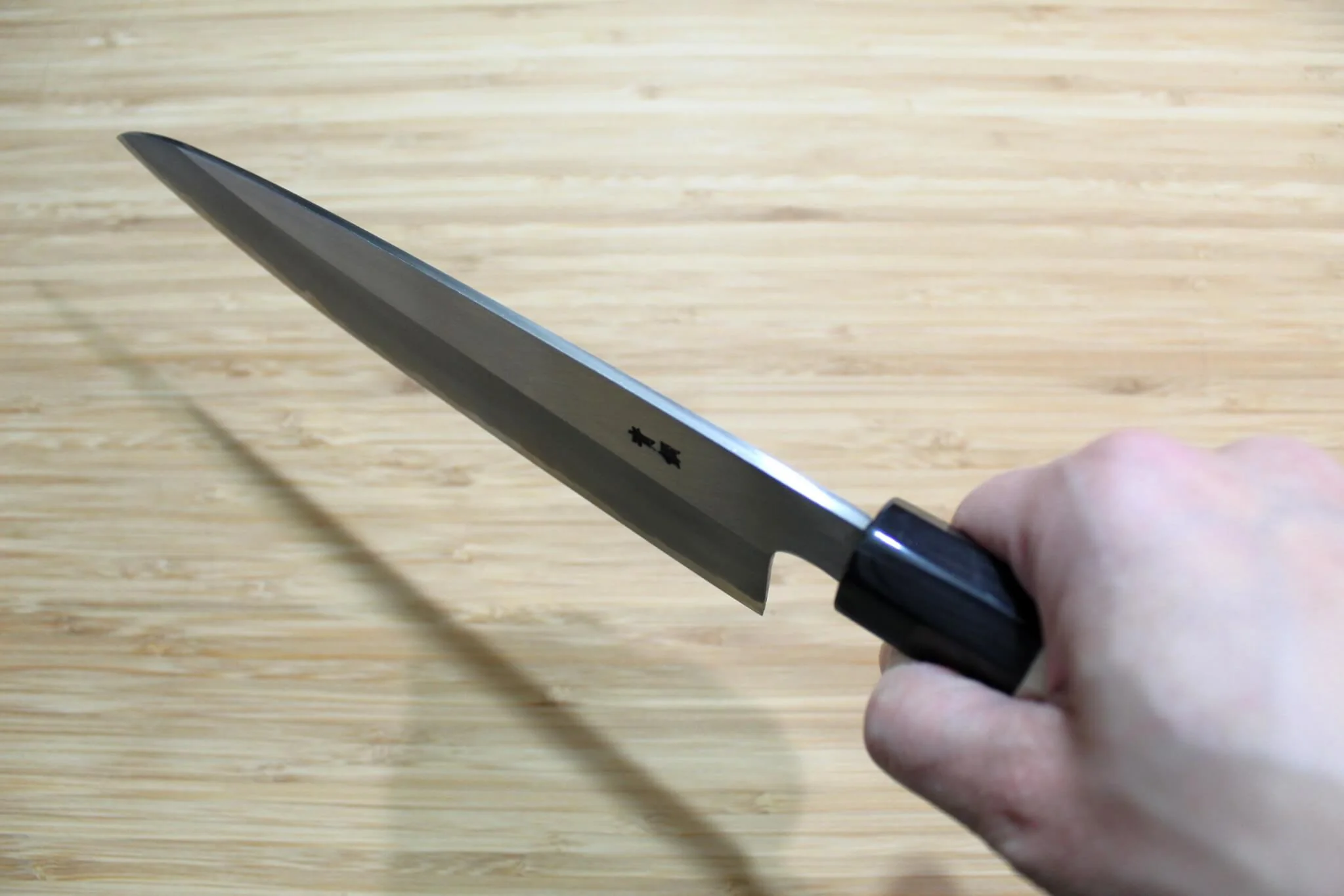 Sakai Takayuki Aoniko Gyuto 210 mm (8.2") - Mt. Fuji and Sunset Hand Engraving - Image 12
