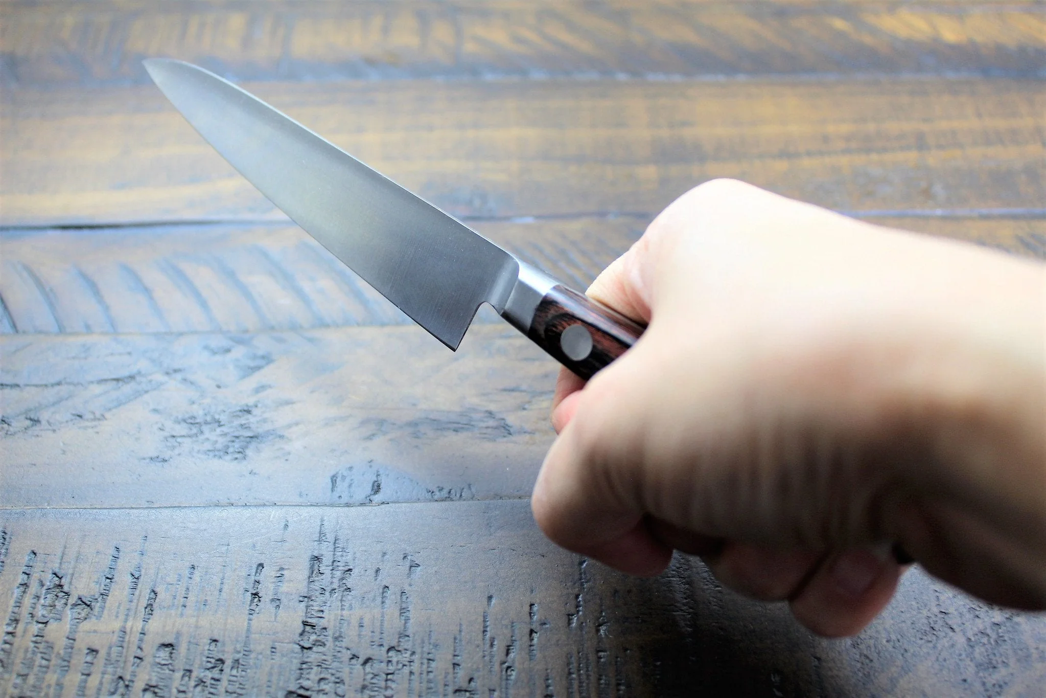 Sakai Takayuki Petty Knife 120mm (4.7") Aoniko Honyaki (BLUE STEEL #2) - Image 9