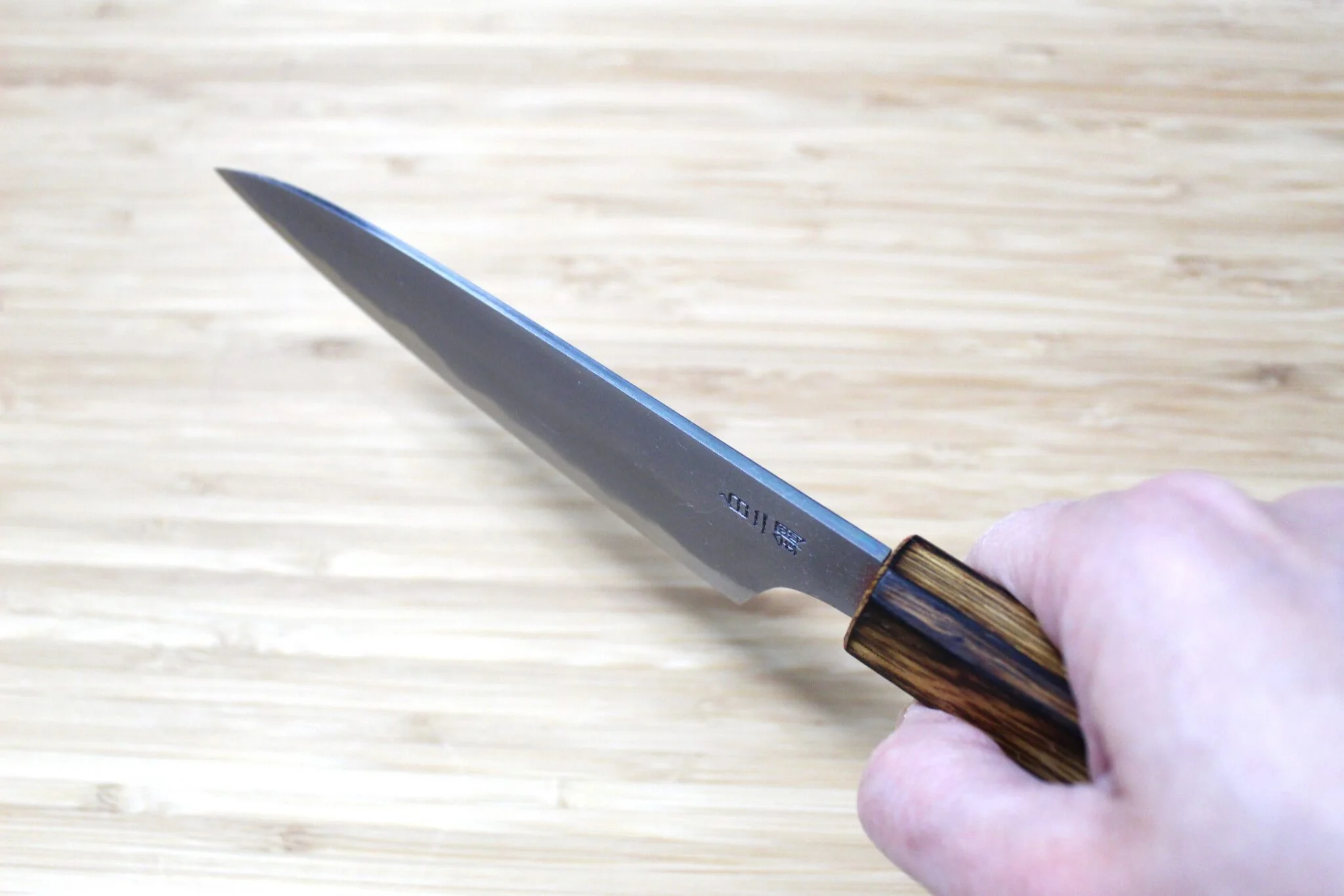 Sakai Takayuki Baikoku Shironiko / White Steel #2 Petty Knife 140mm / 5.5" Burnt Oak Handle - Image 12