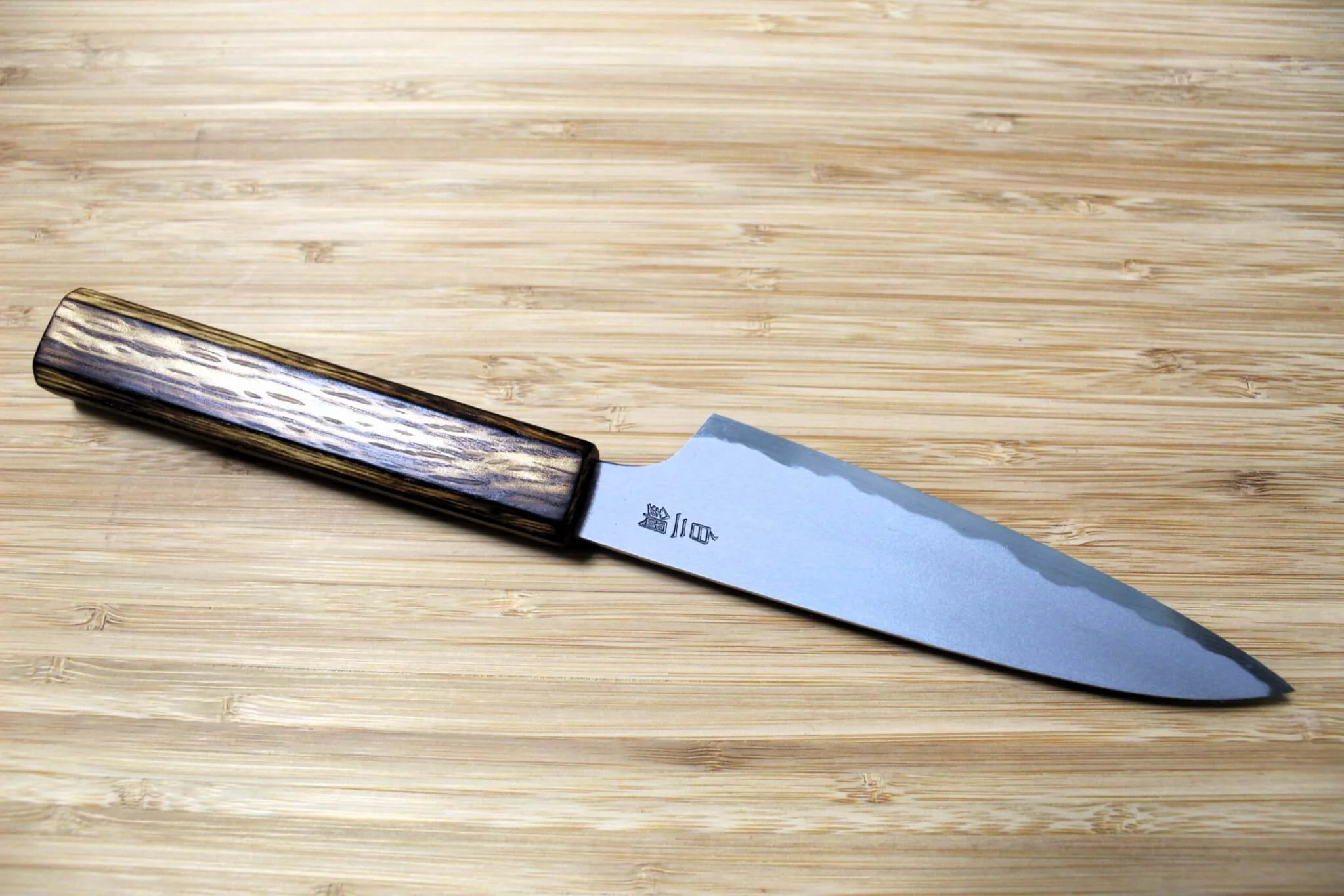 Sakai Takayuki Baikoku Shironiko / White Steel #2 Petty Knife 140mm / 5.5" Burnt Oak Handle - Image 6