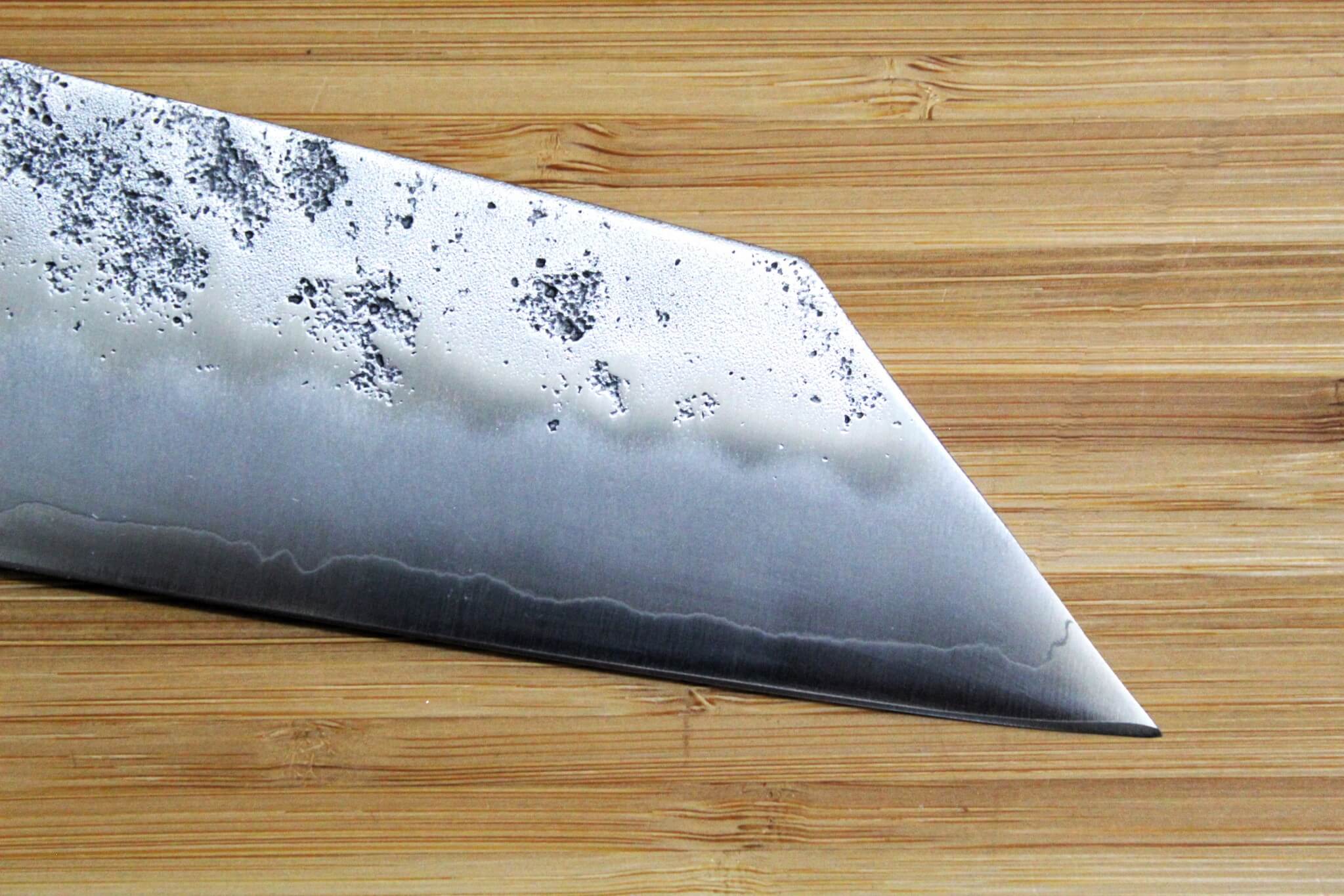 Sakai Takayuki Ginsan Nashiji 240mm Kengata Gyuto - Burnt Oak Handle - Image 4