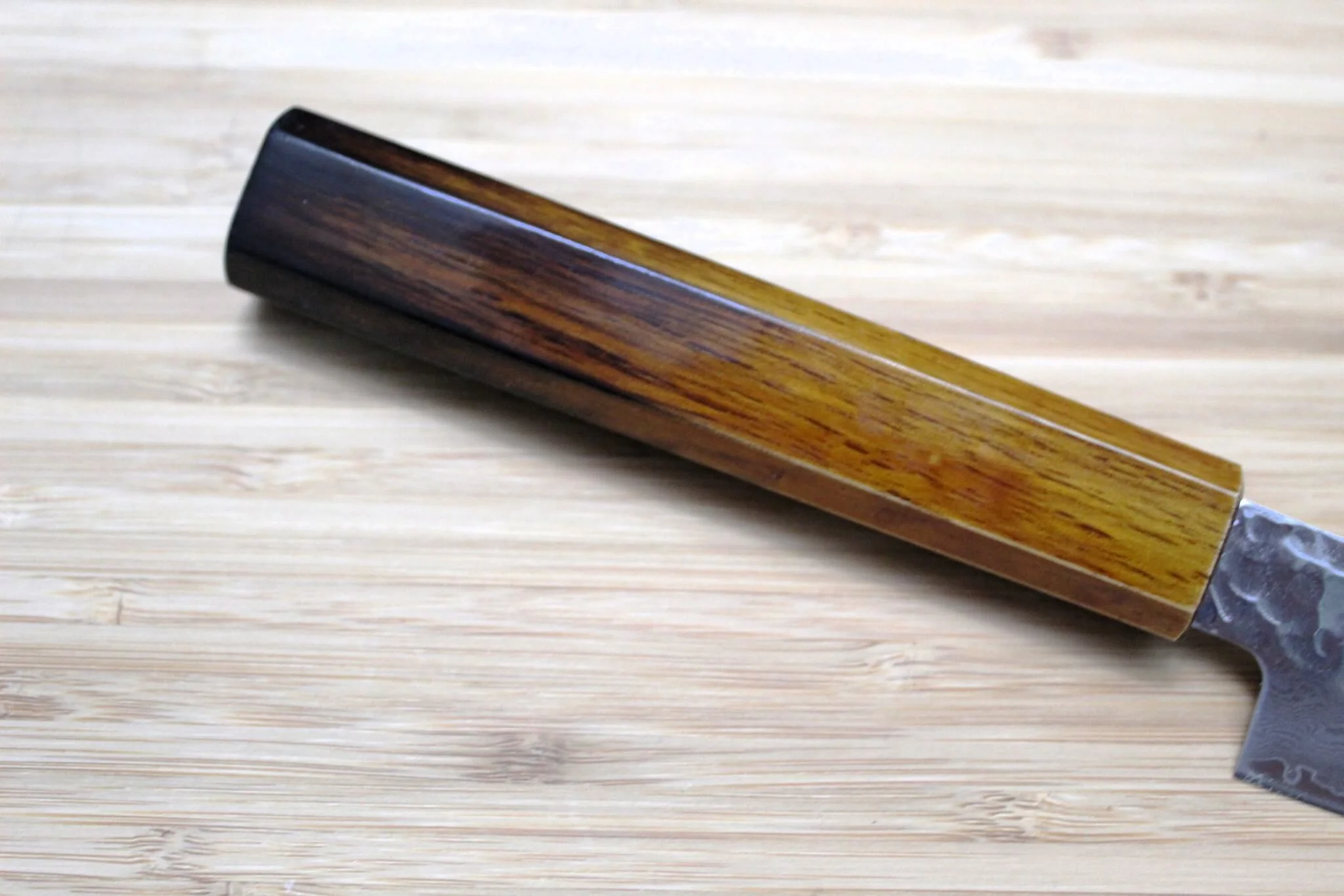 Sakai Takayuki 33-Layer Hammered Damascus 210mm Gyuto - Brown Lacquered Oak Handle - Image 2